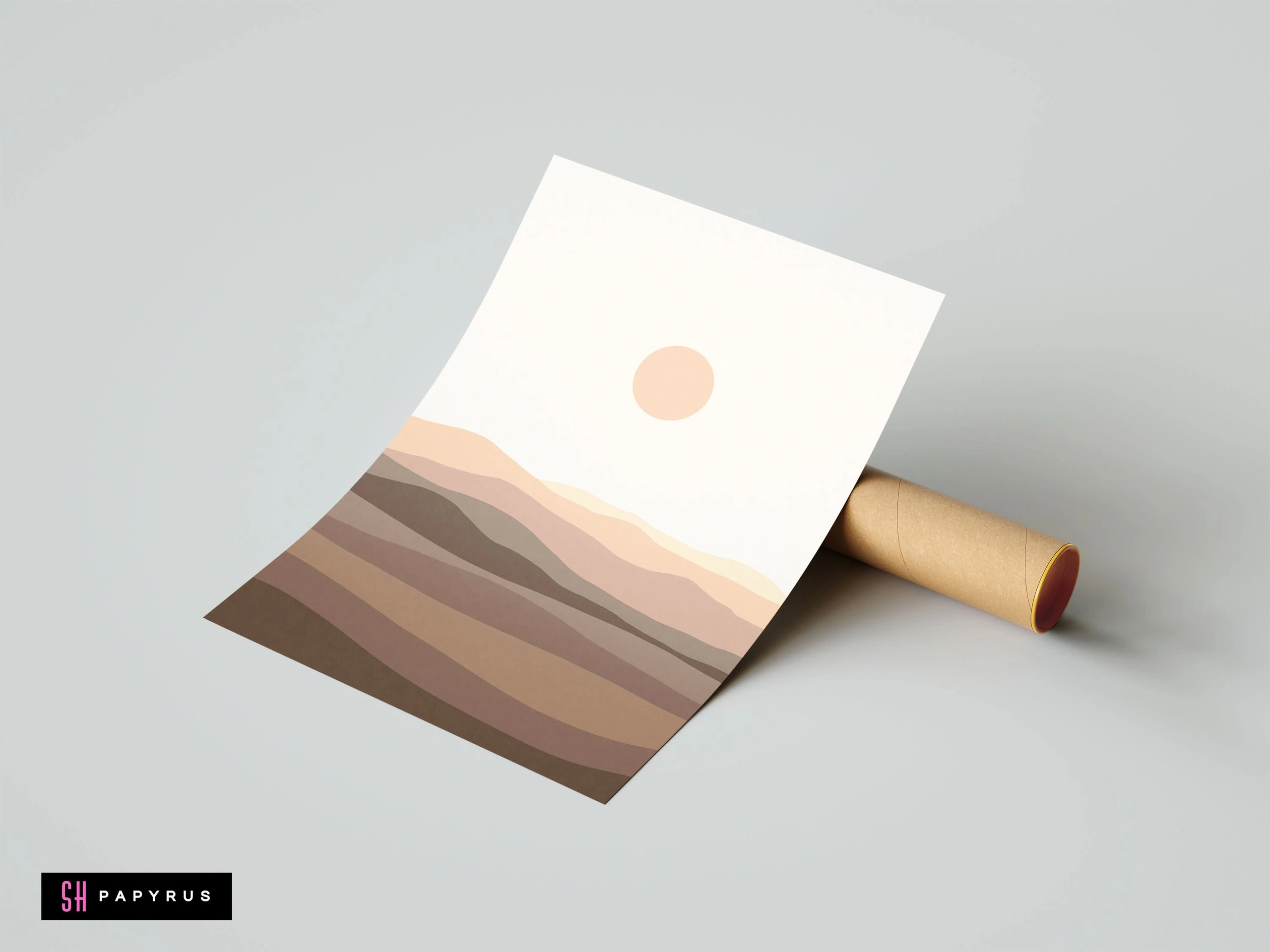 Textured Boho Desert Sun & Palm Leaves Print