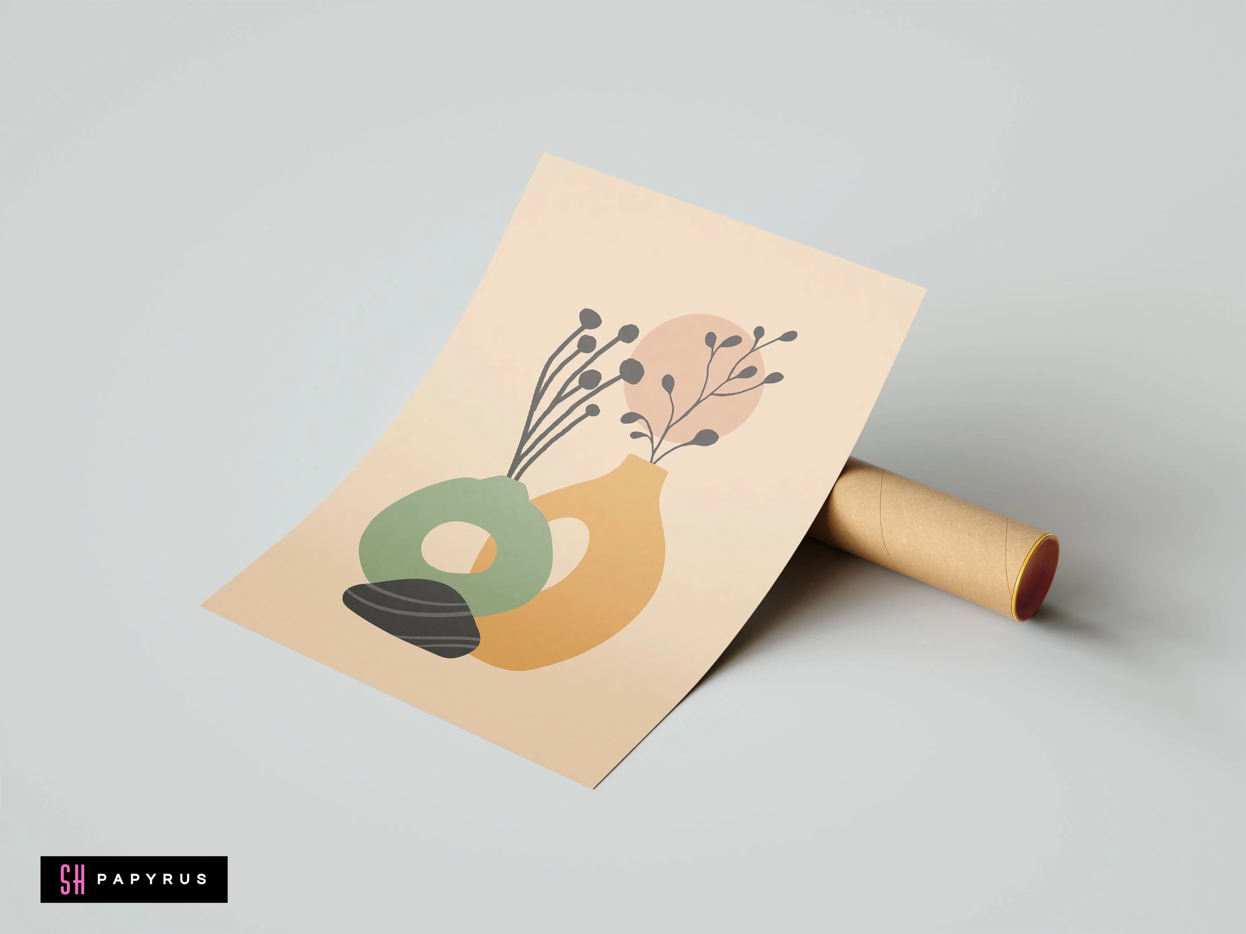 Minimalist Cactus Desert Scene Silhouette Art