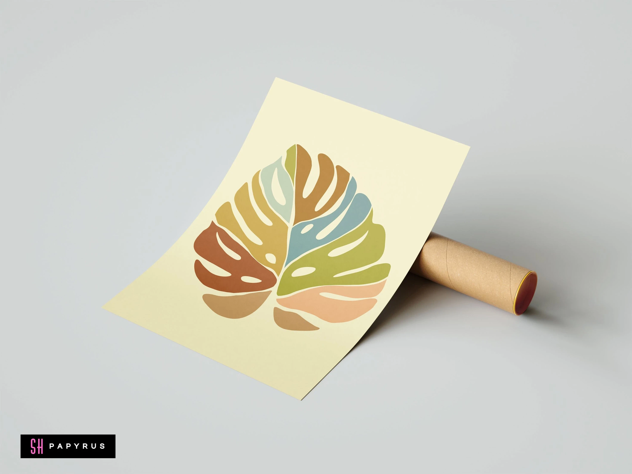 Textured Olive Green Floral Art Nouveau Print