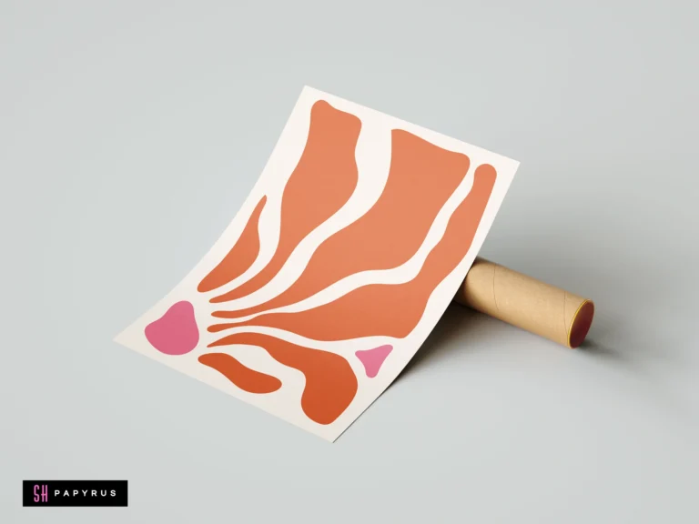 Abstract terracotta and pink organic shapes modern art print on white background, minimalist wall art aesthetic for home decor.