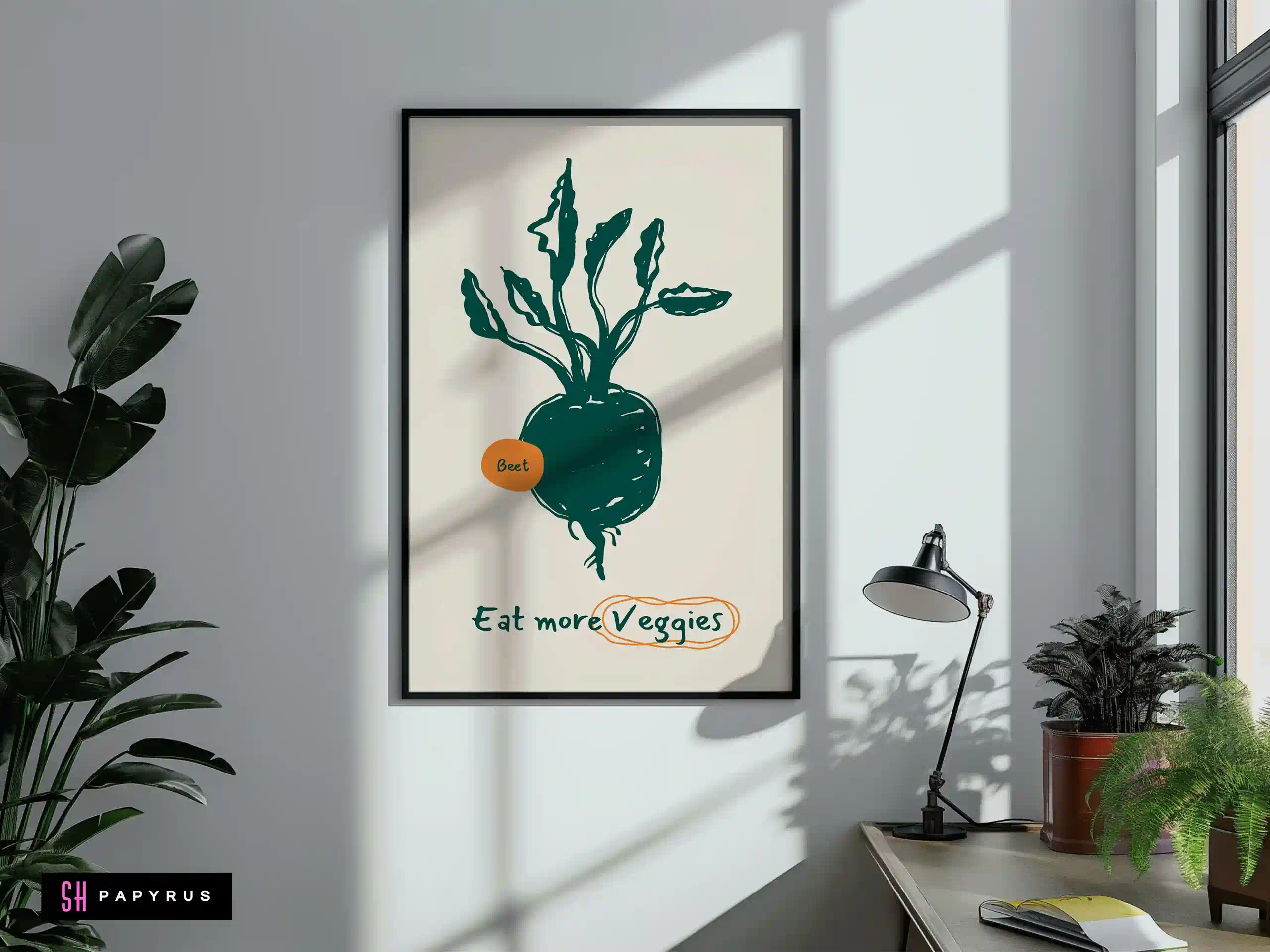 Minimalist Beet Art Print 'Eat More Veggies'