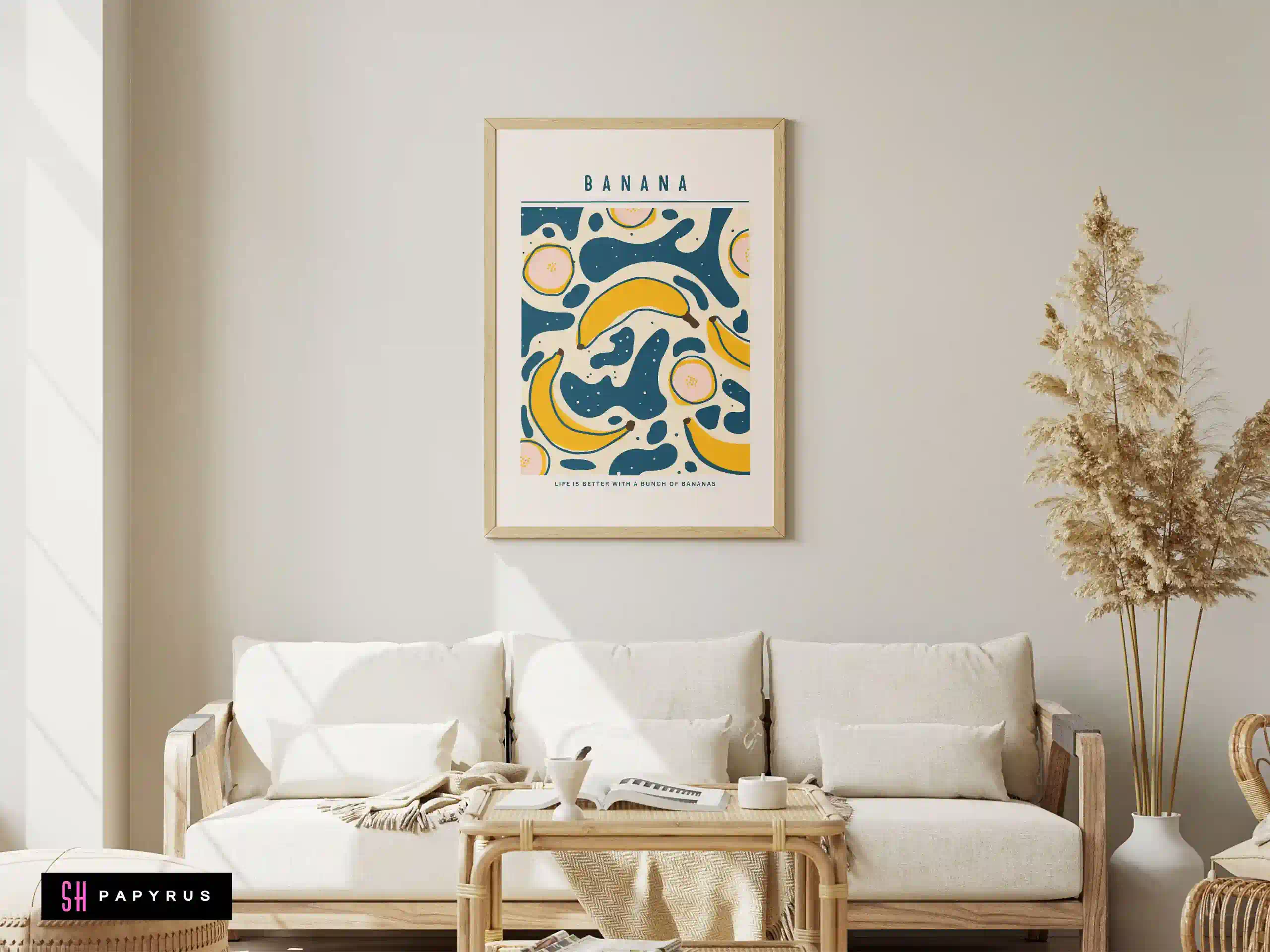 Vibrant Retro Banana Pop Art Print with Quote