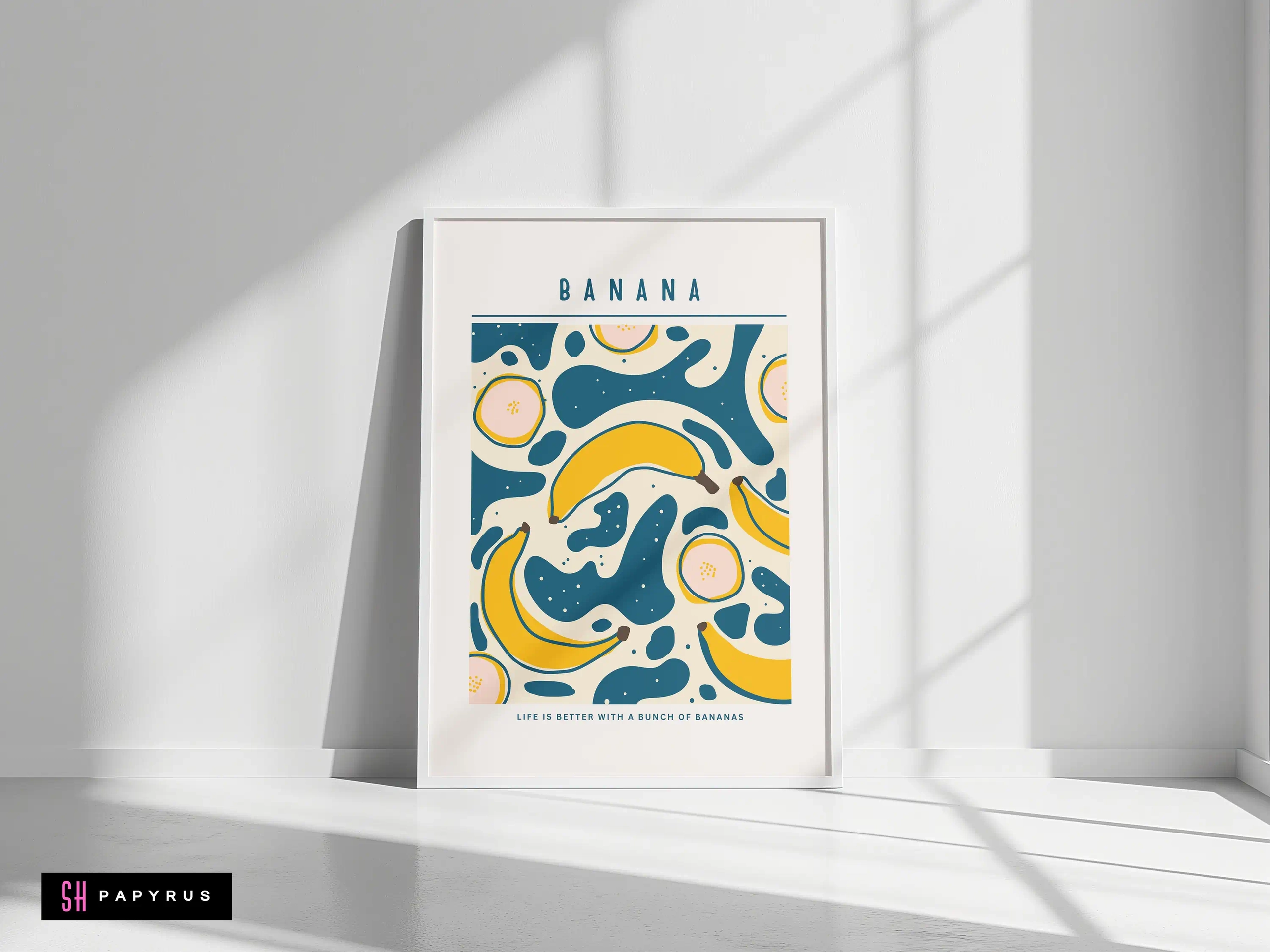 Vibrant Retro Banana Pop Art Print with Quote