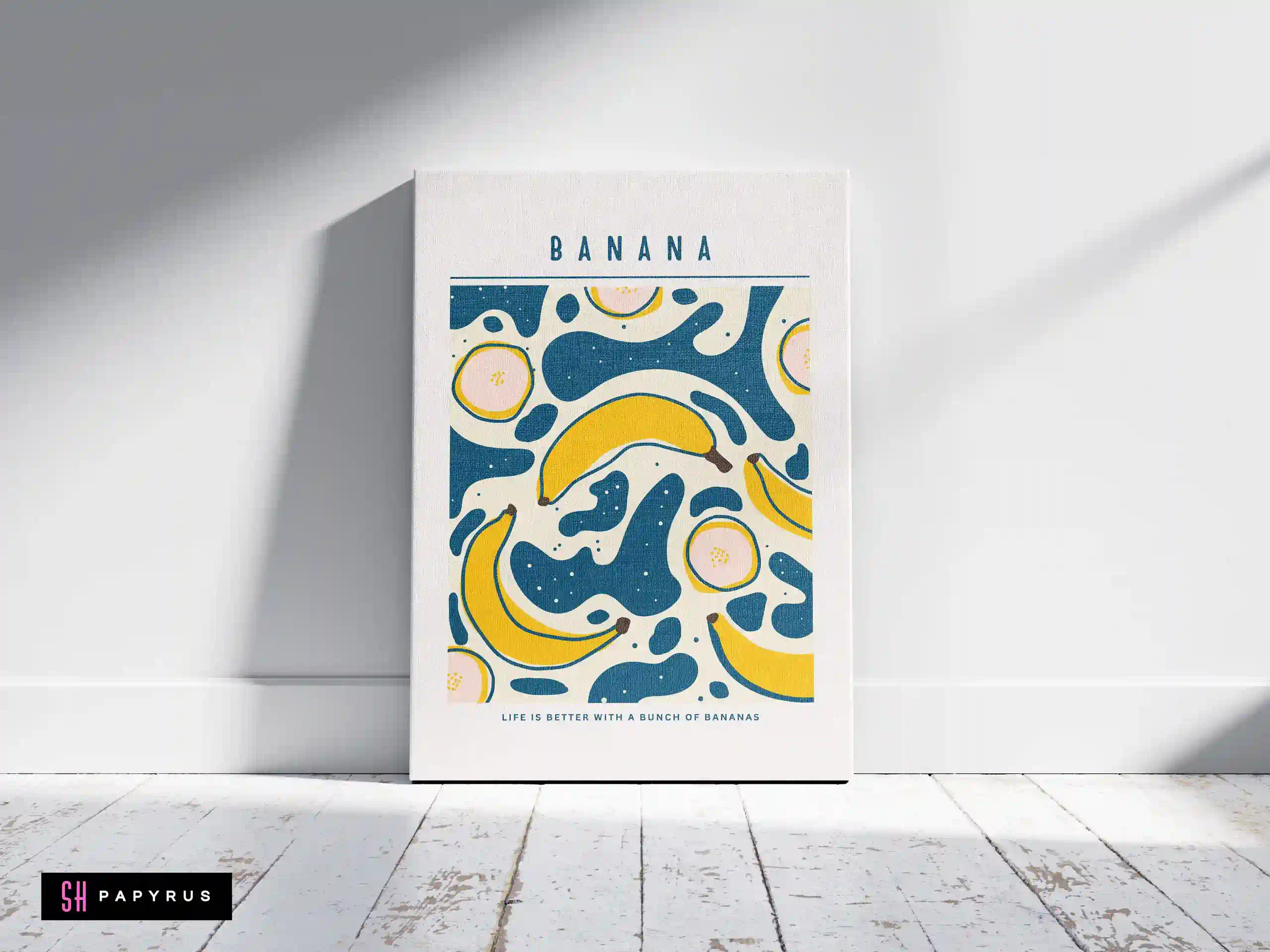 Vibrant Retro Banana Pop Art Print with Quote