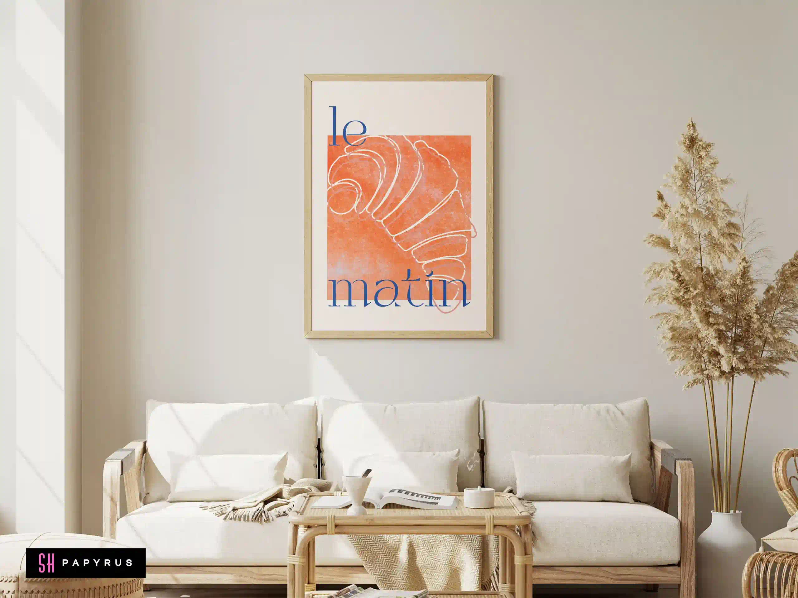 Chic French Croissant 'Le Matin' Line Art Print