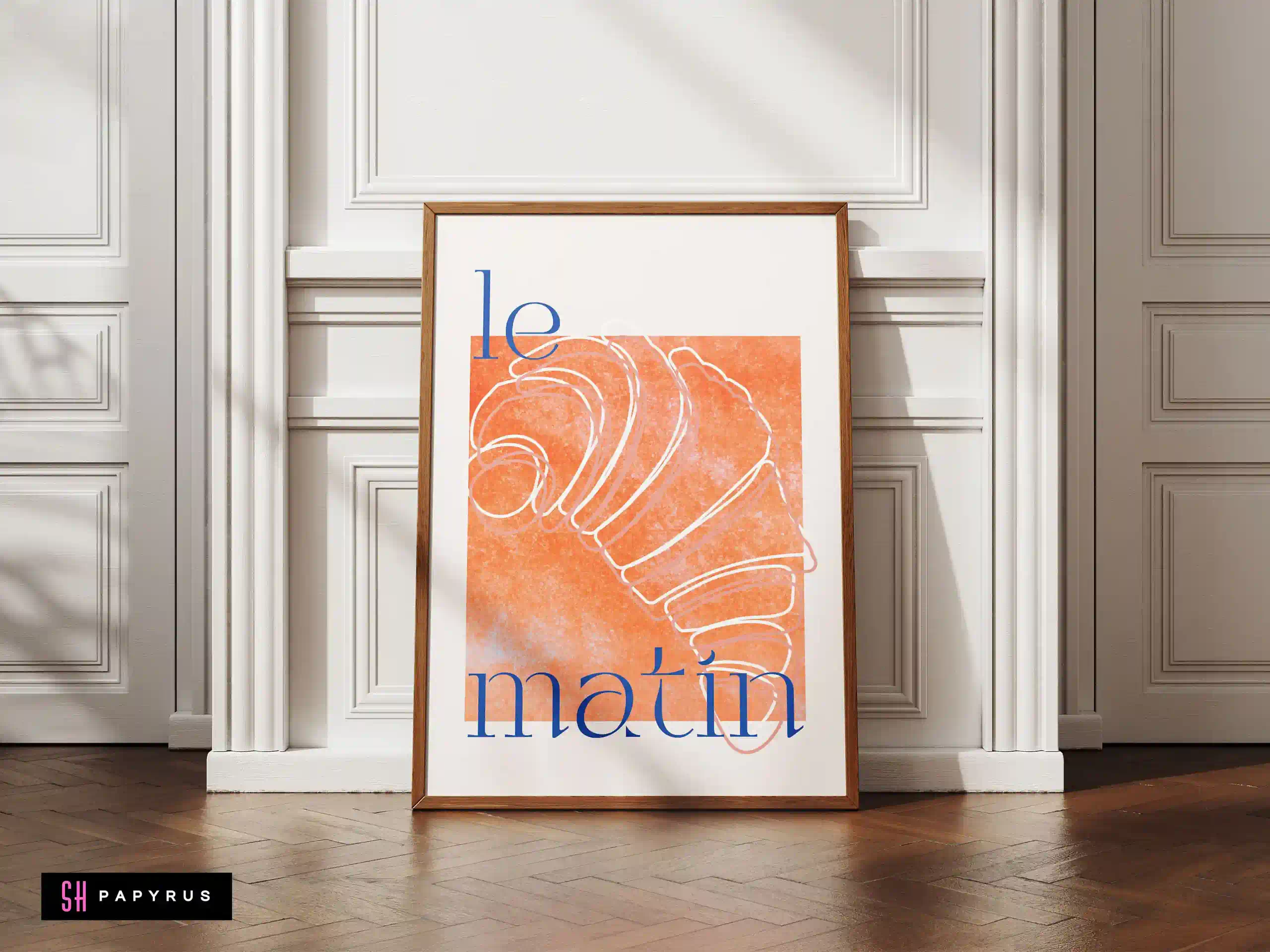 Chic French Croissant 'Le Matin' Line Art Print