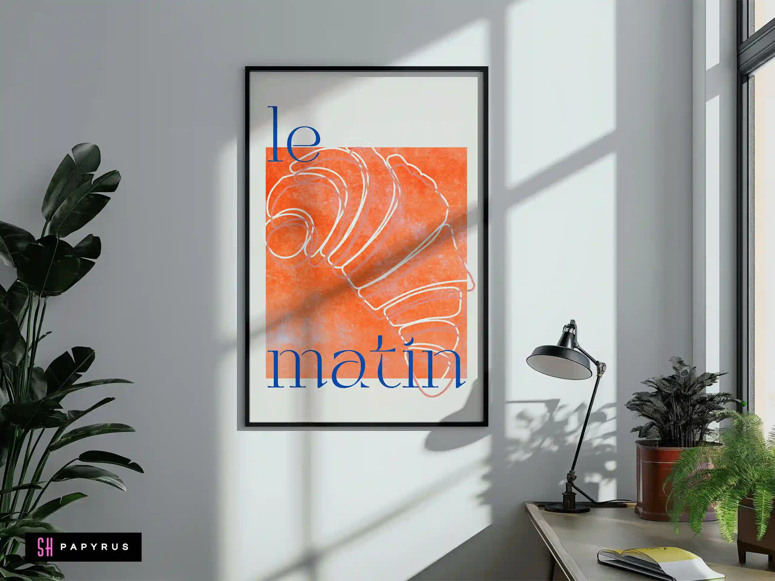 Chic French Croissant 'Le Matin' Line Art Print