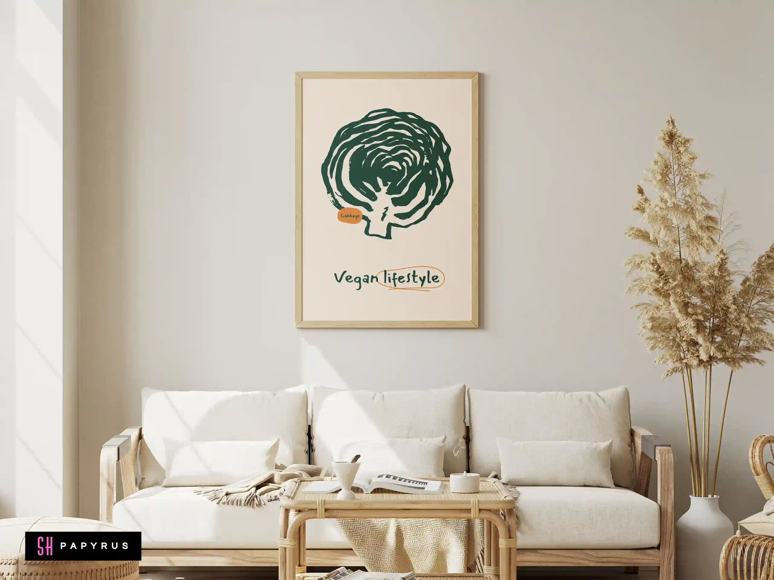 Minimalist Cabbage Art Print 'Vegan Lifestyle'