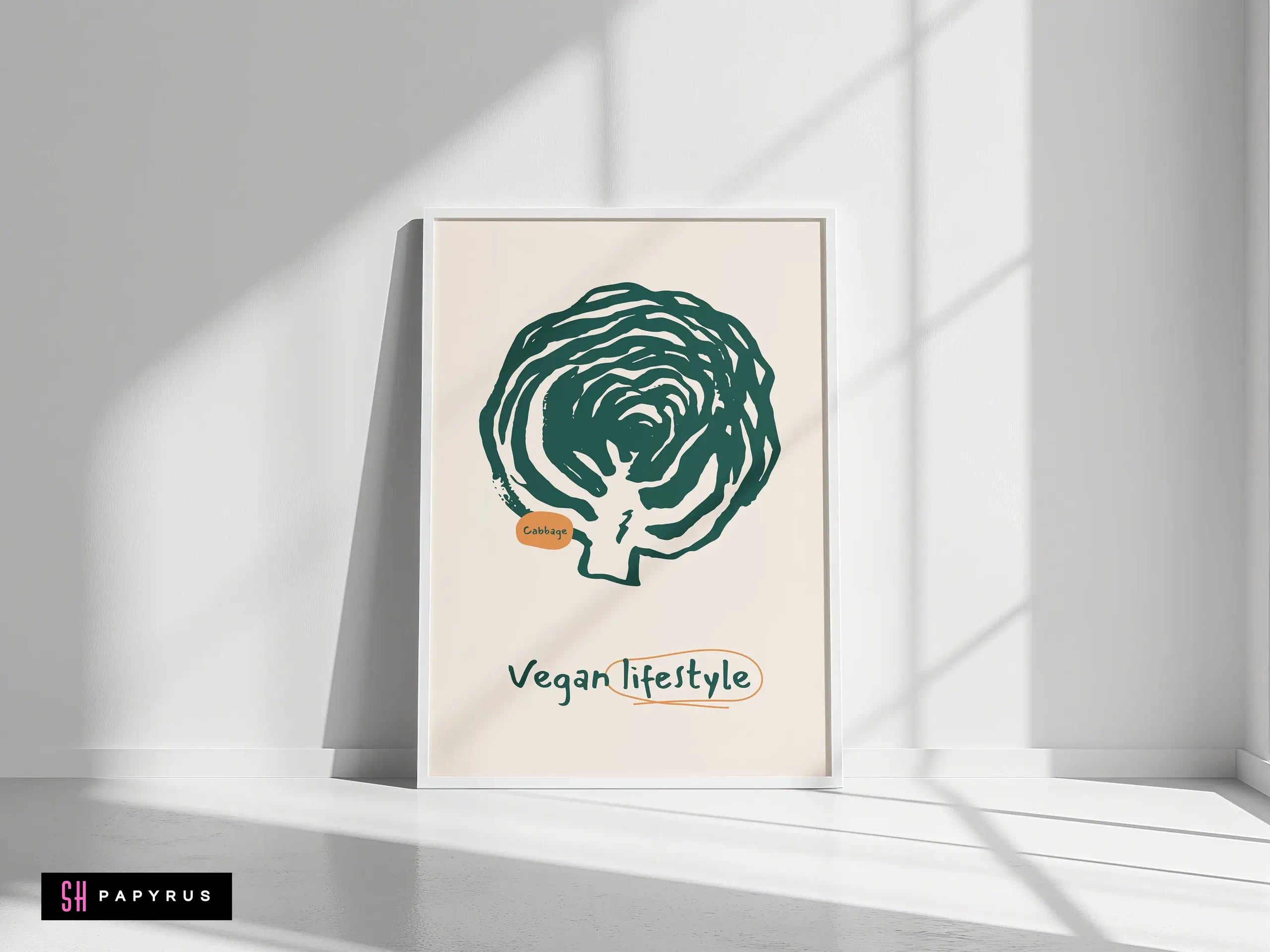Minimalist Cabbage Art Print 'Vegan Lifestyle'