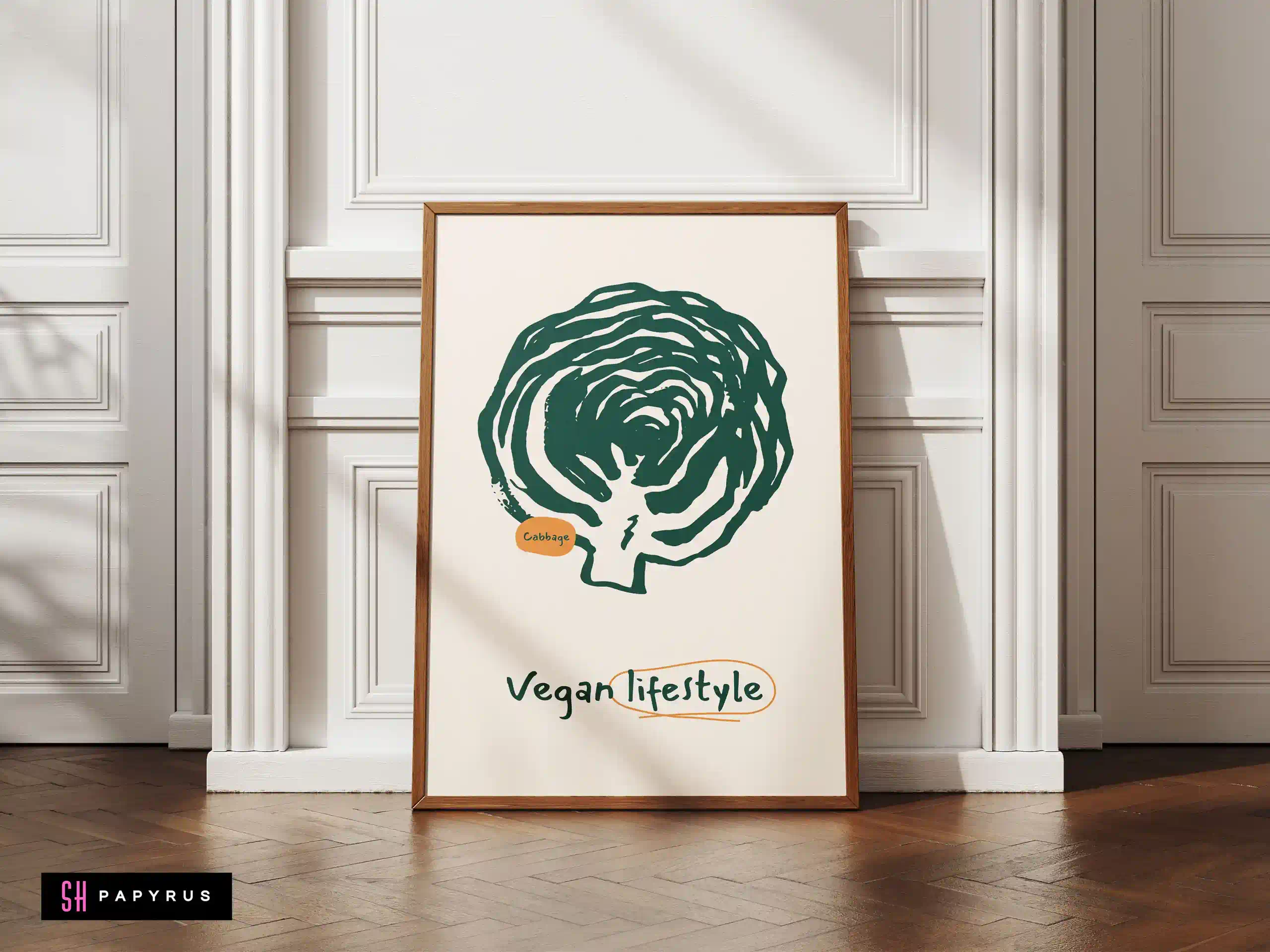 Minimalist Cabbage Art Print 'Vegan Lifestyle'