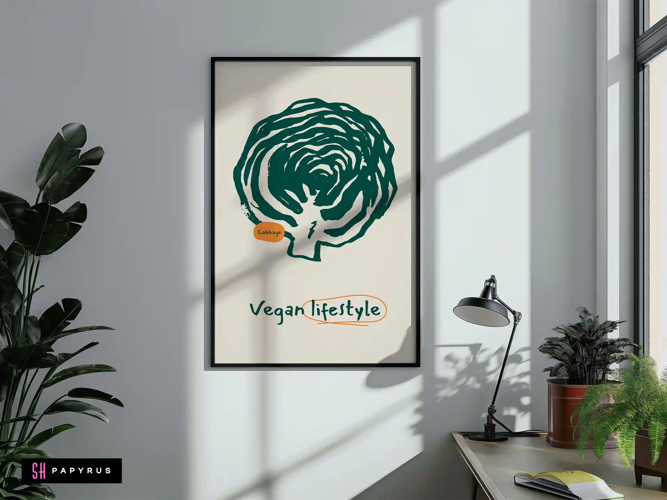 Minimalist Cabbage Art Print 'Vegan Lifestyle'