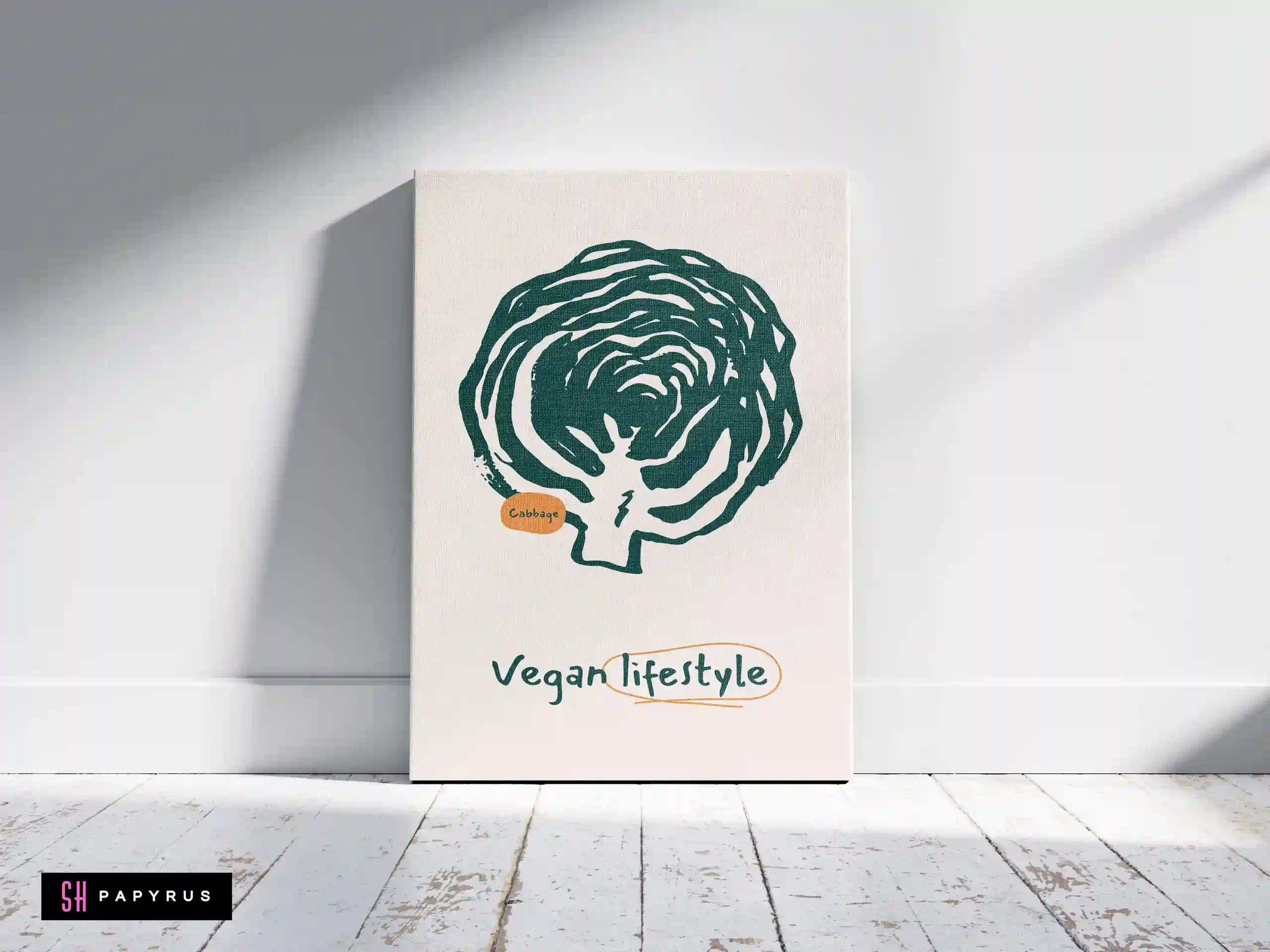 Minimalist Cabbage Art Print 'Vegan Lifestyle'