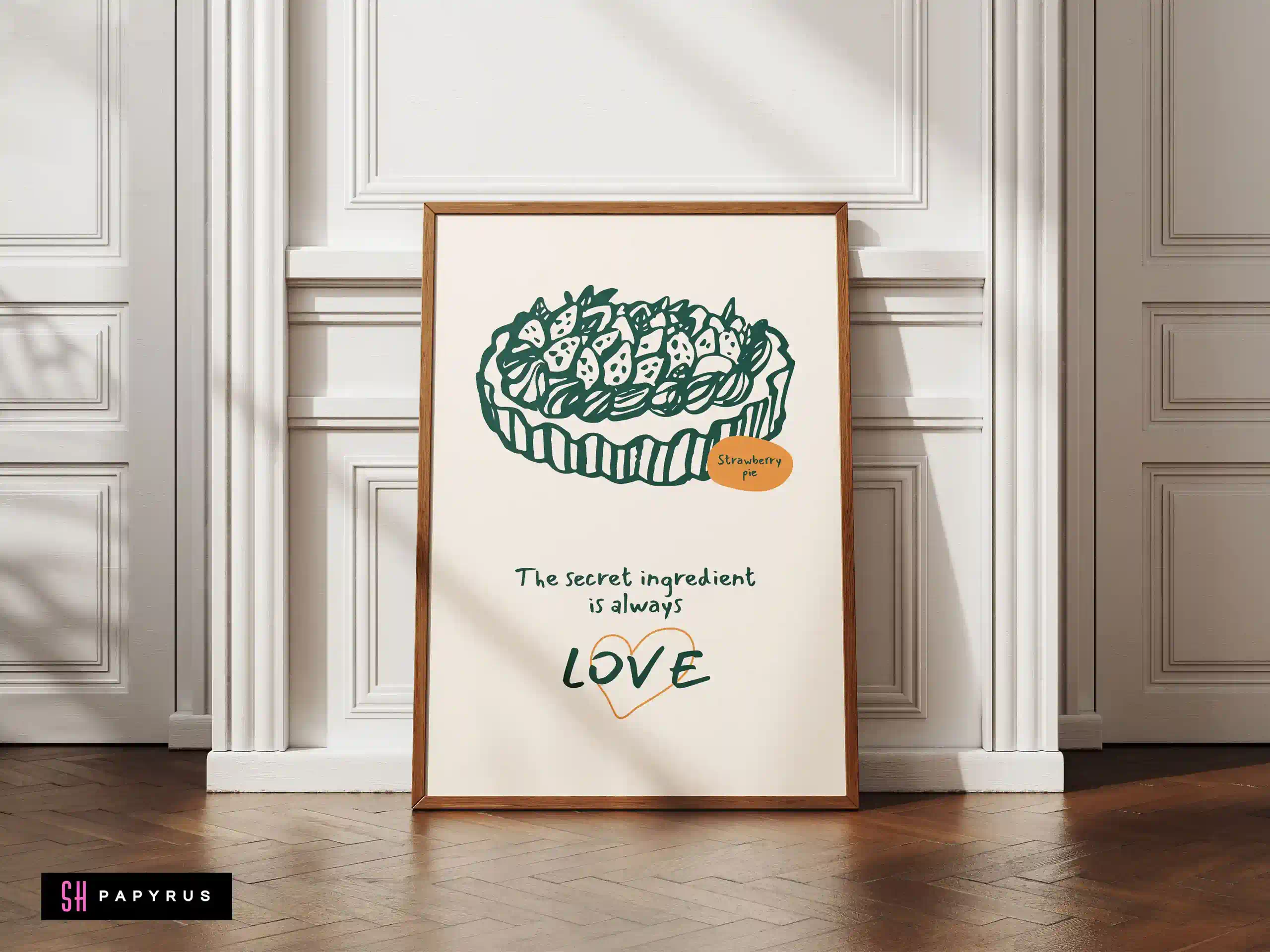 Charming Strawberry Pie 'Secret Ingredient is Love' Art