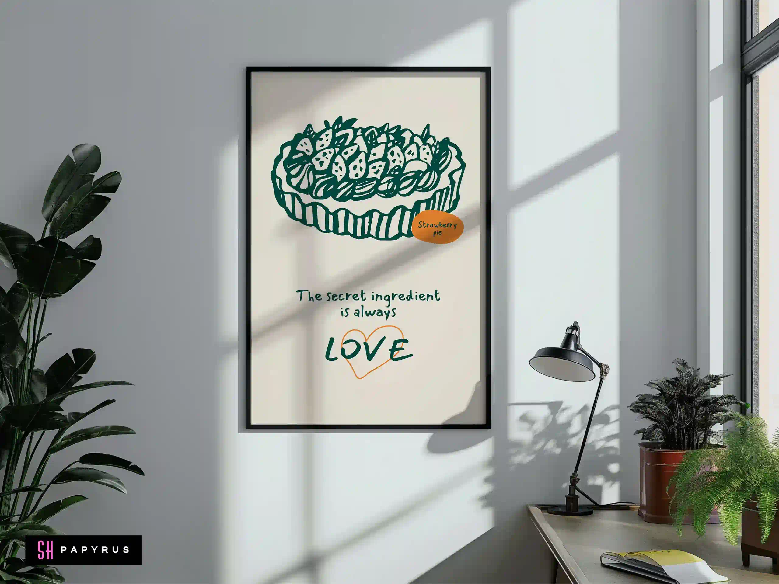 Charming Strawberry Pie 'Secret Ingredient is Love' Art