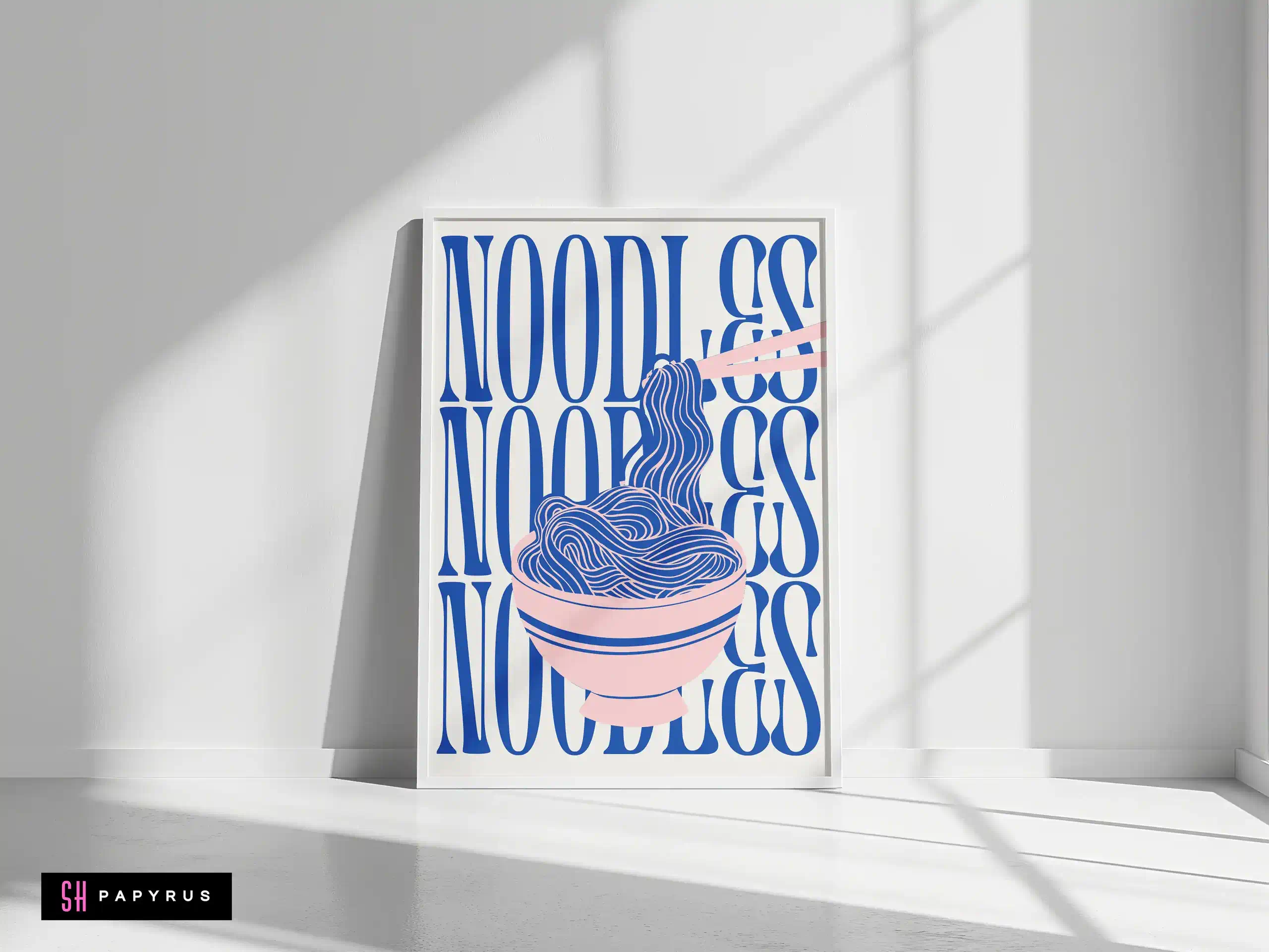 Vibrant Pink & Blue Modern Noodles Typography Art