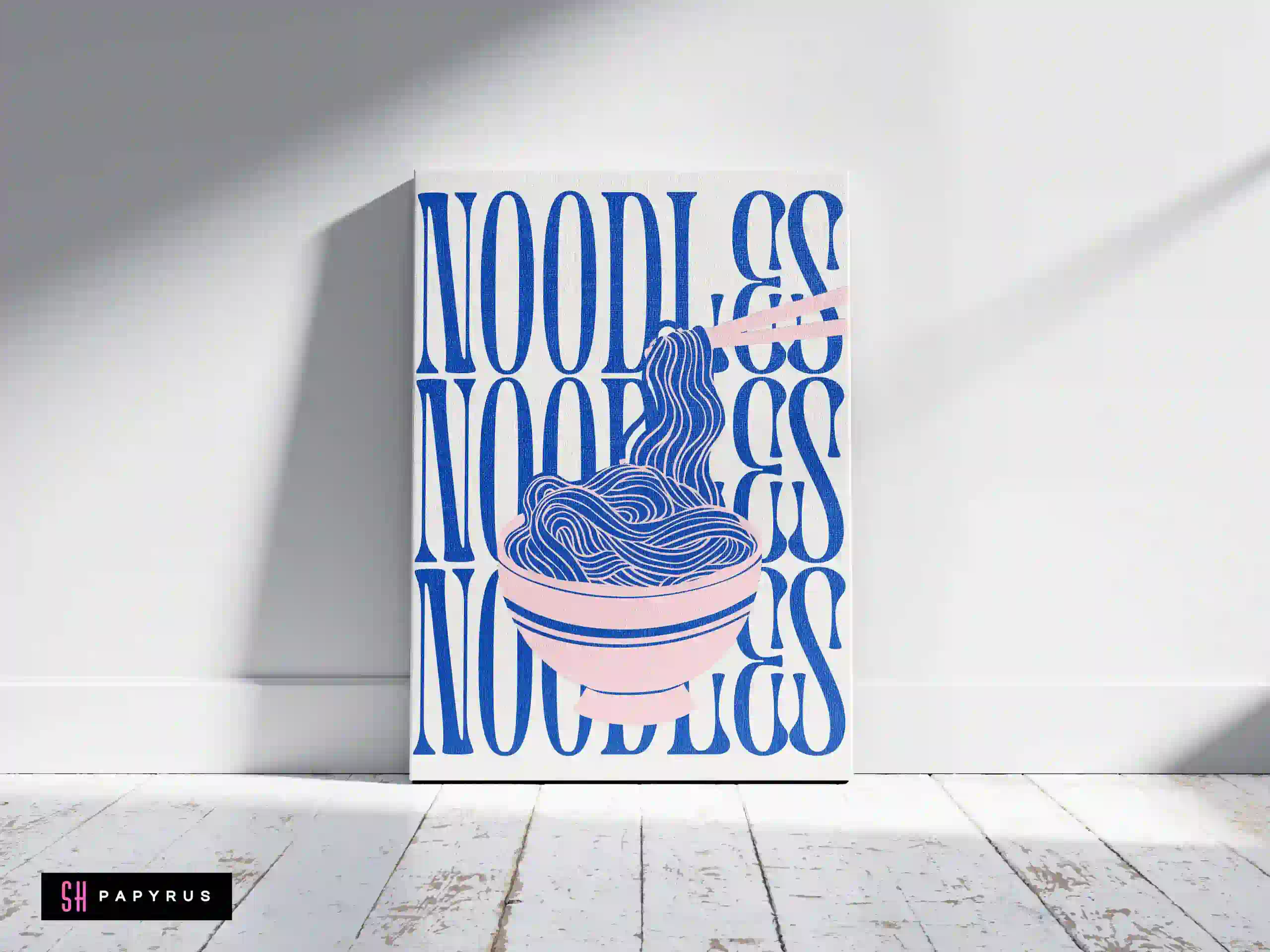 Vibrant Pink & Blue Modern Noodles Typography Art
