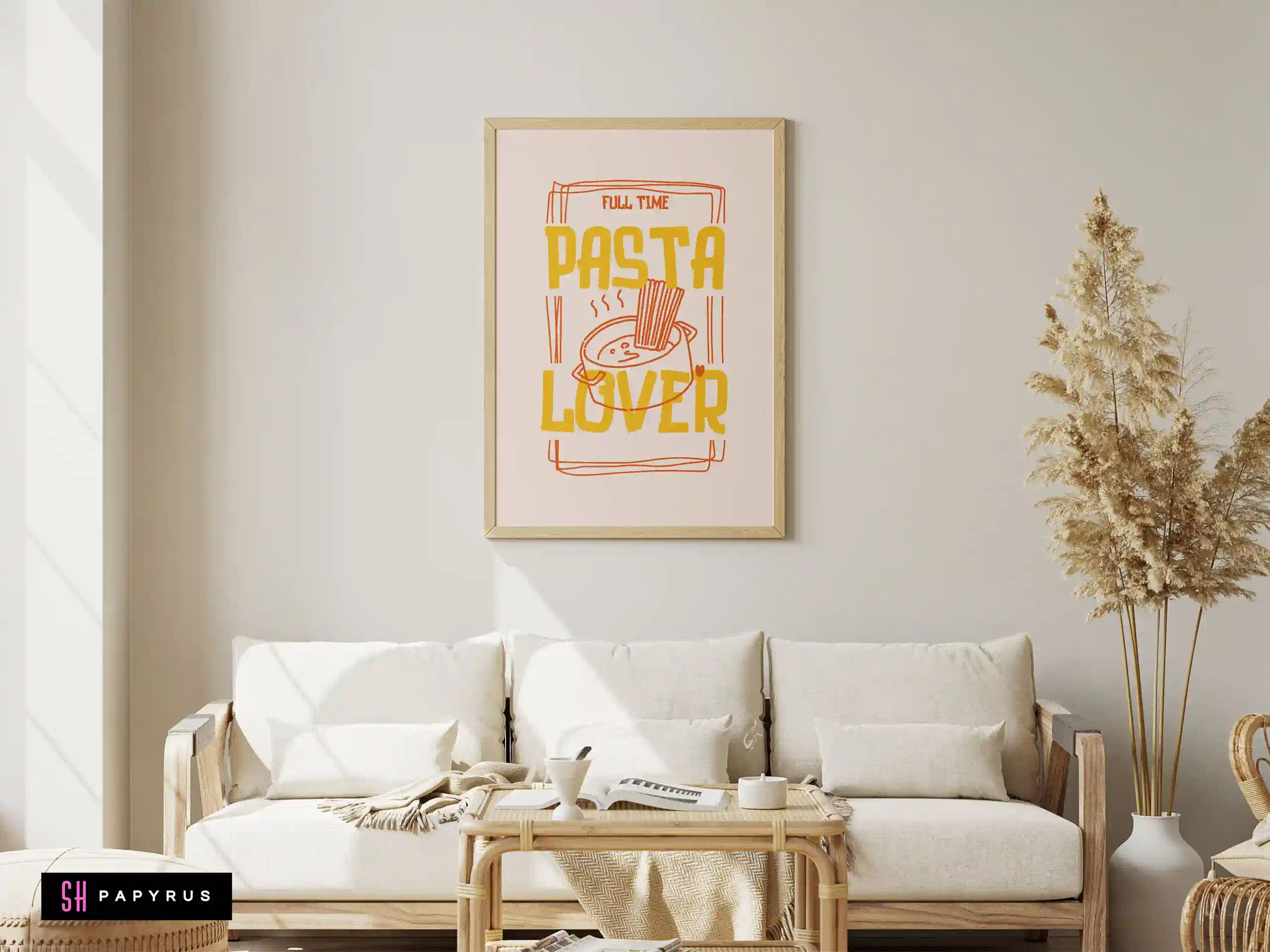 Funky Retro 'Full Time Pasta Lover' Kitchen Art