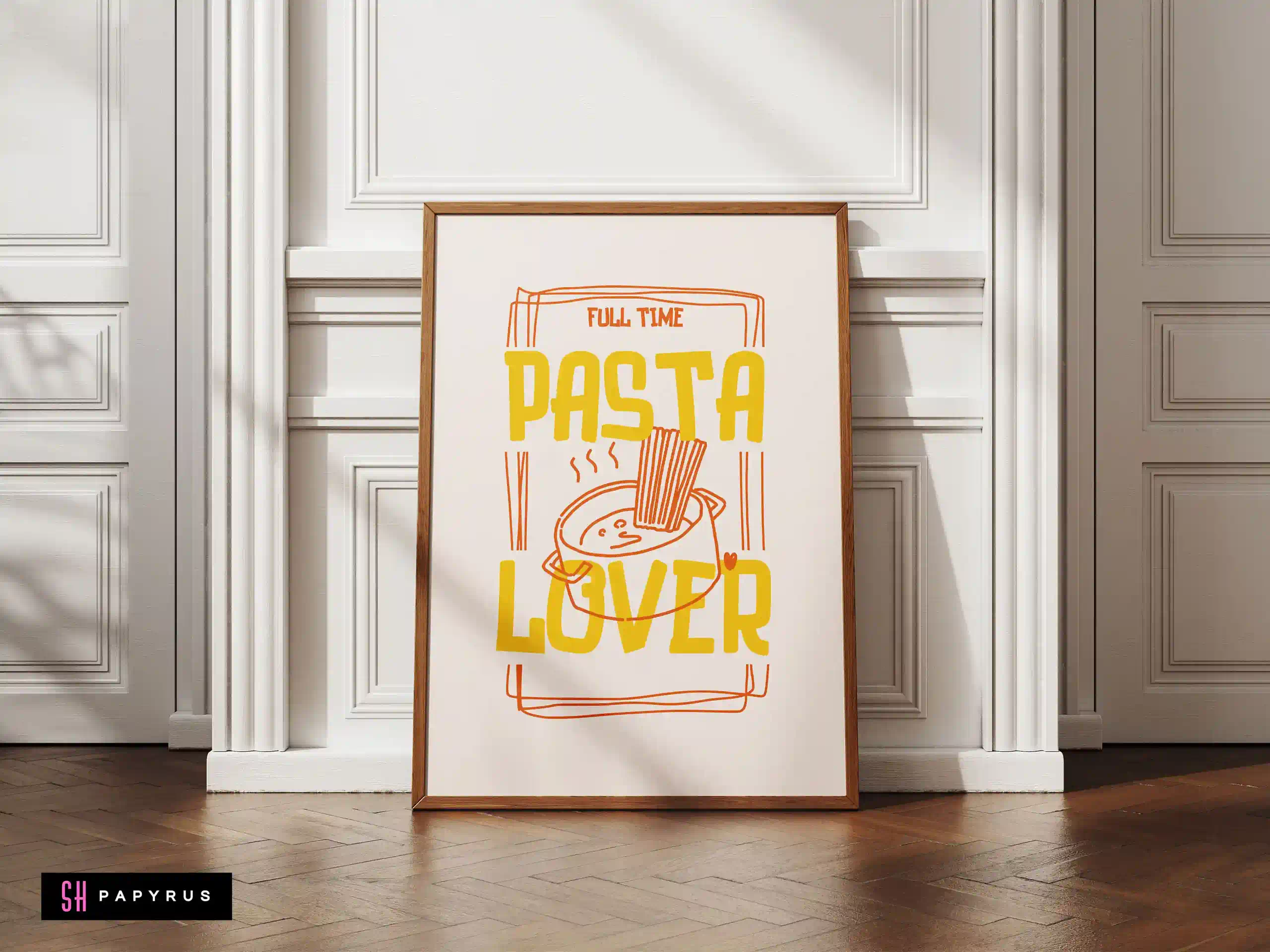 Funky Retro 'Full Time Pasta Lover' Kitchen Art