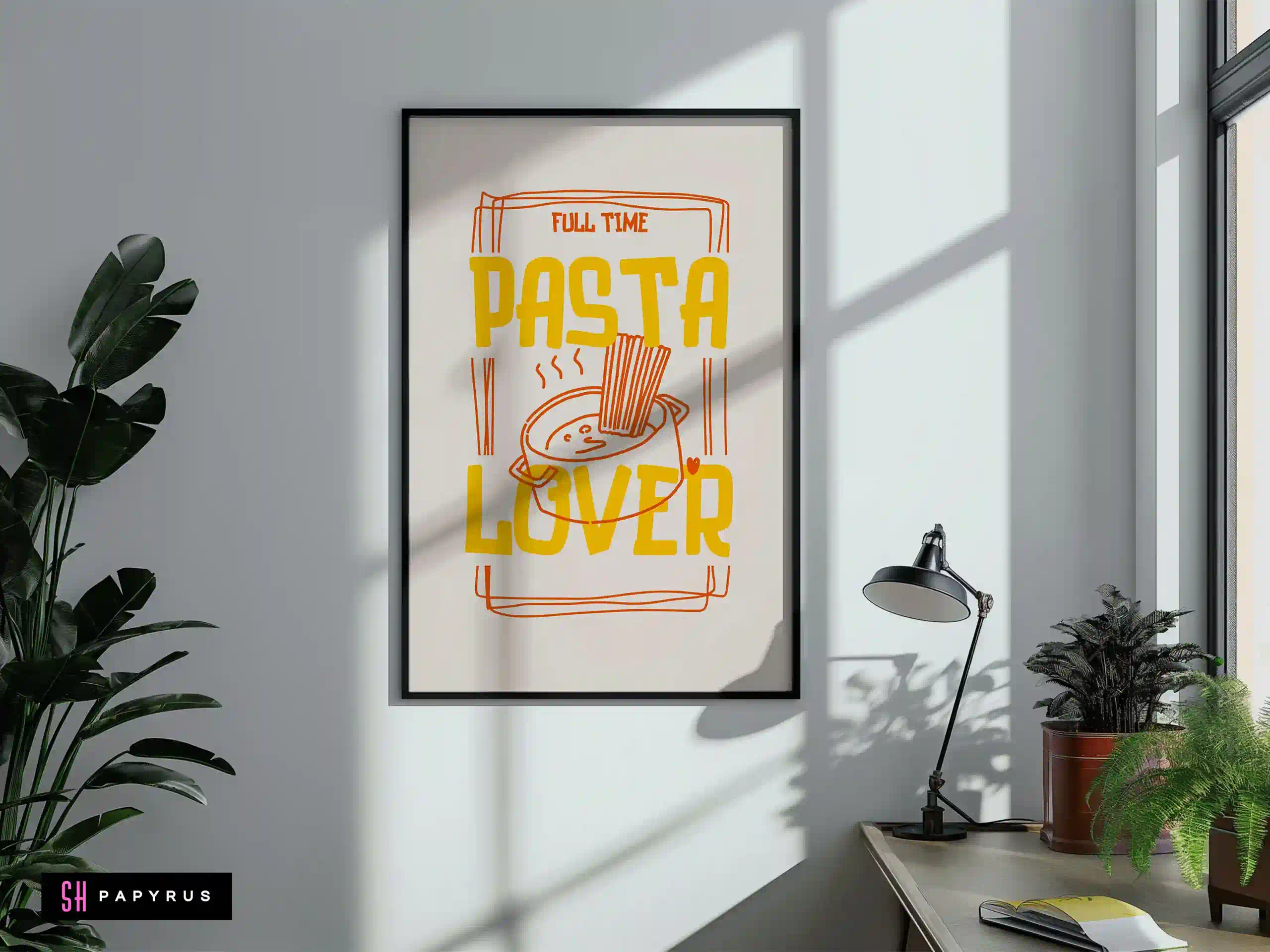 Funky Retro 'Full Time Pasta Lover' Kitchen Art