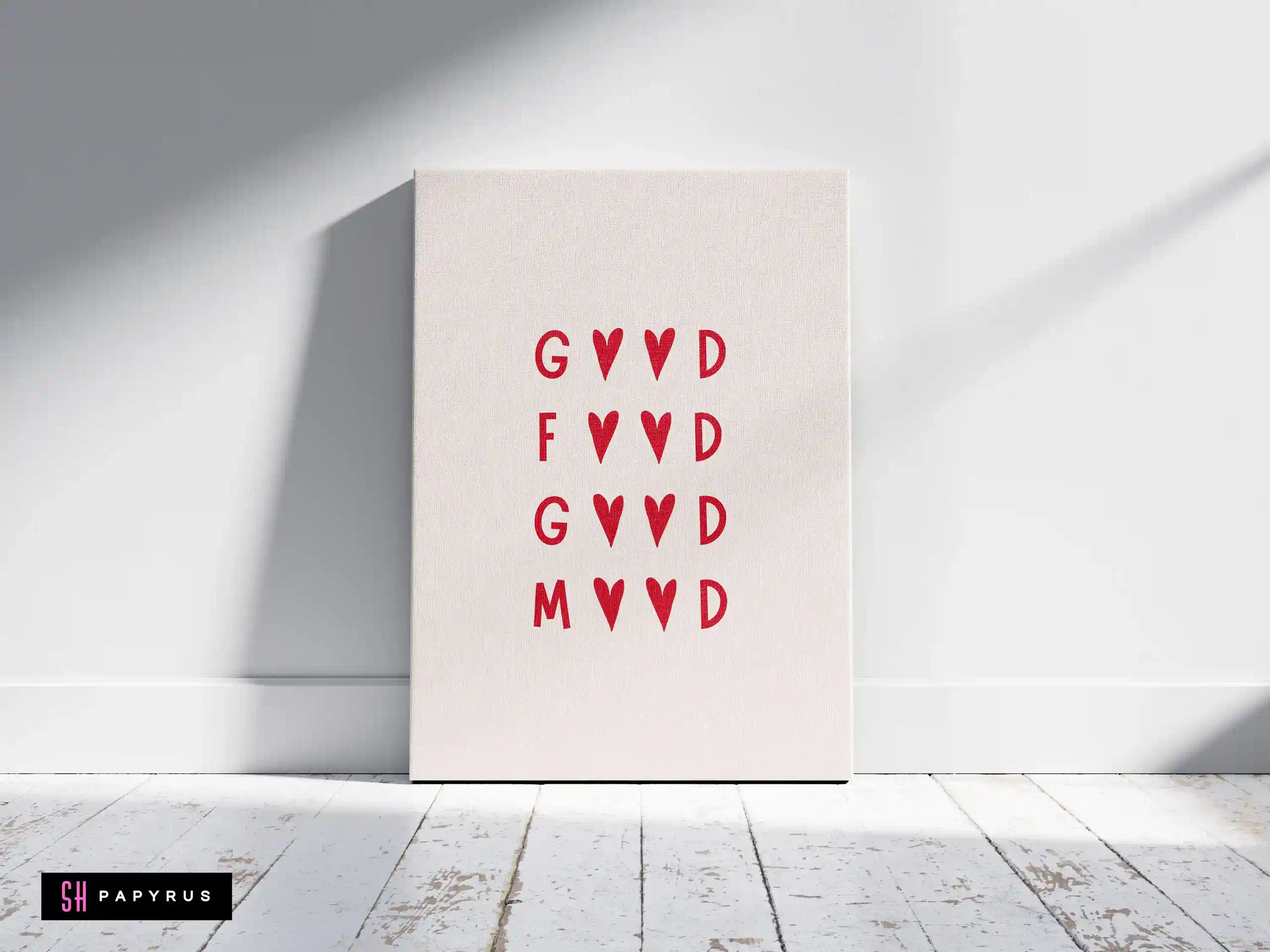 Minimalist 'Good Food Good Mood' Red Heart Print