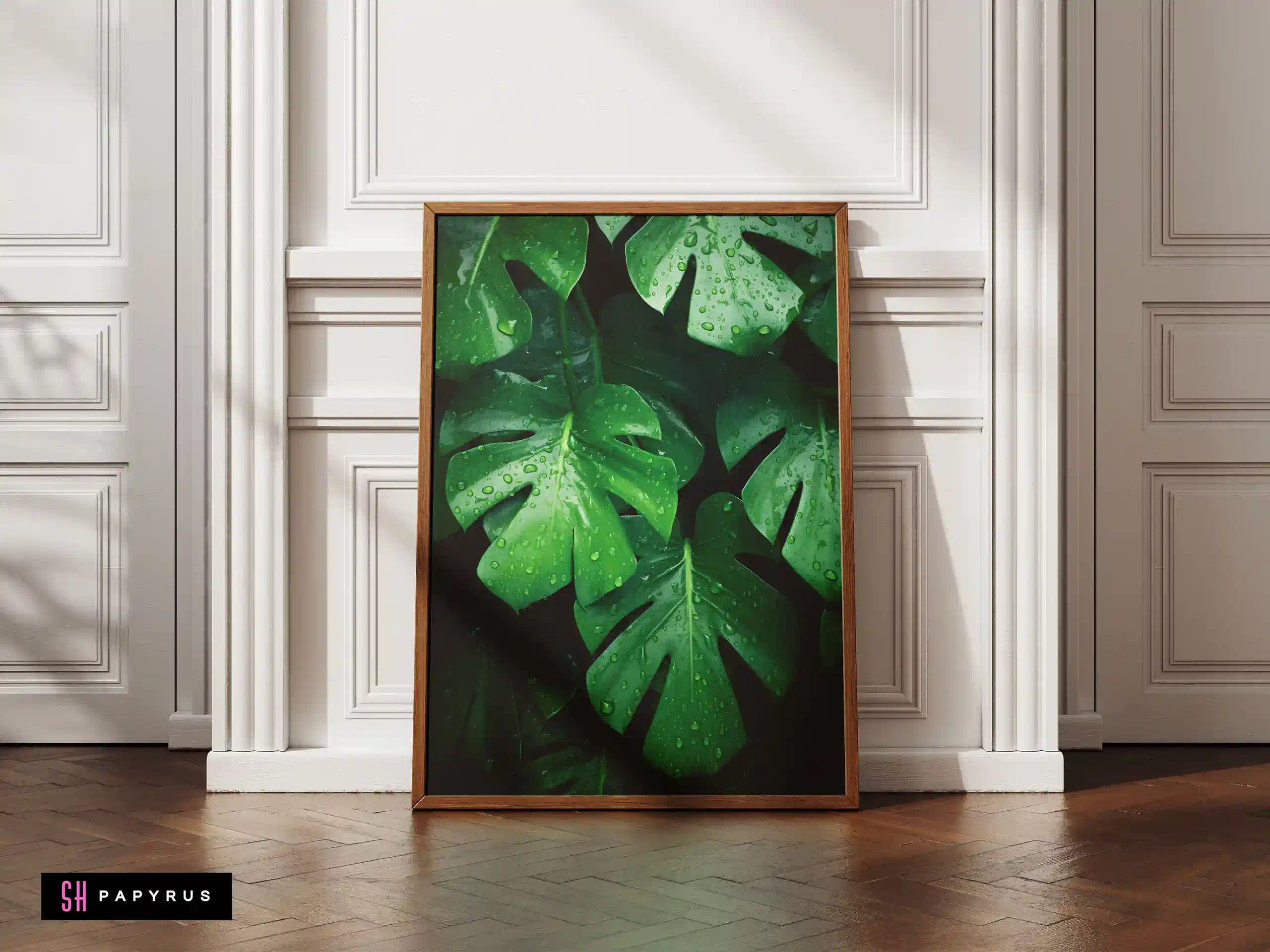 Bright Green Hydrangea Leaves Close-Up Nature Print