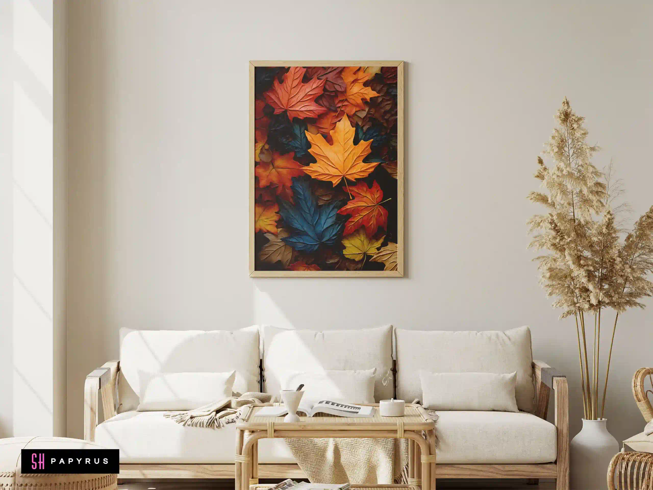 Abstract Bright Green Palm Leaves Nature Print