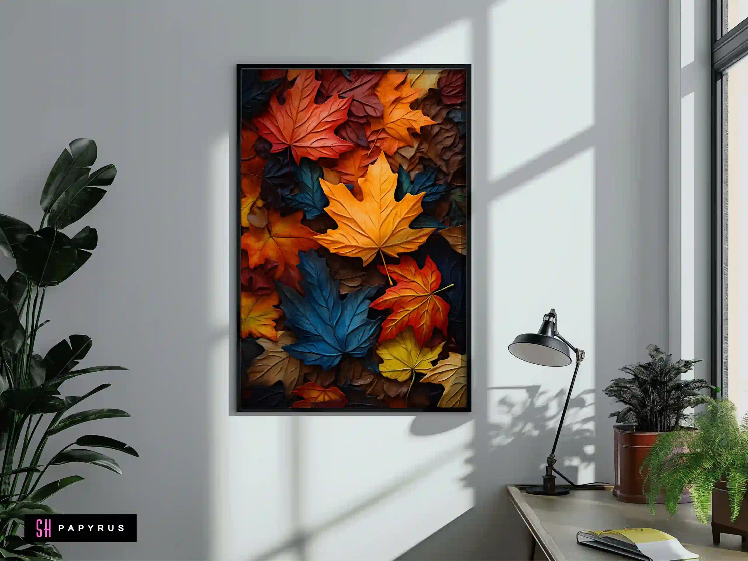 Abstract Bright Green Palm Leaves Nature Print