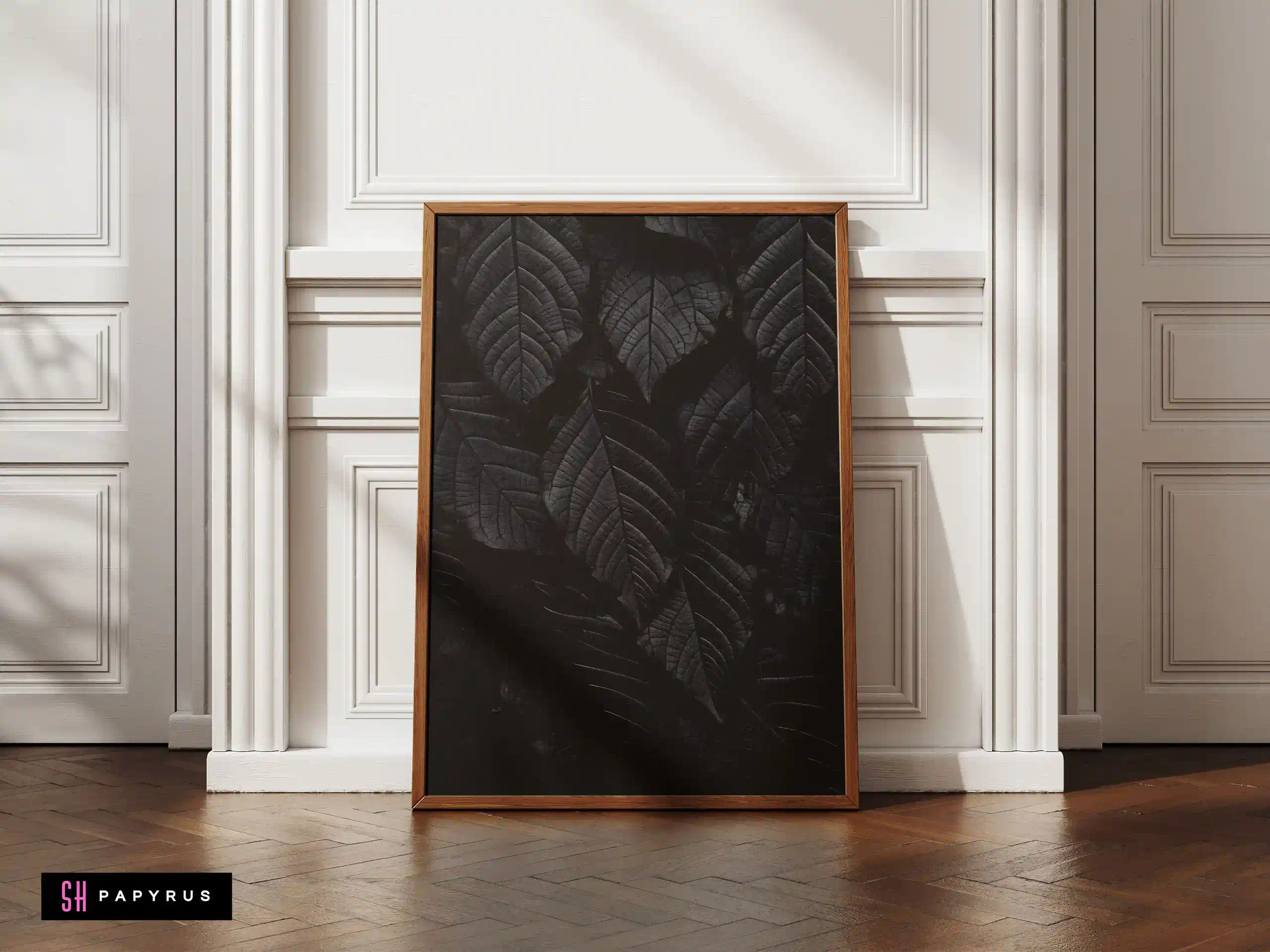 Abstract Monochrome Leaf Veins Texture Art Print