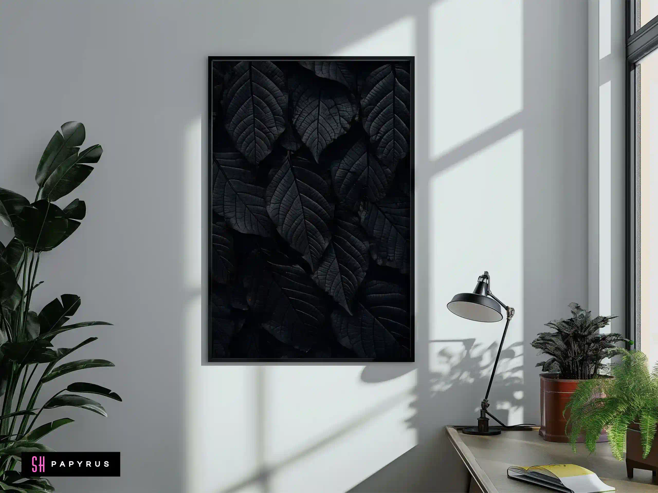 Abstract Monochrome Leaf Veins Texture Art Print