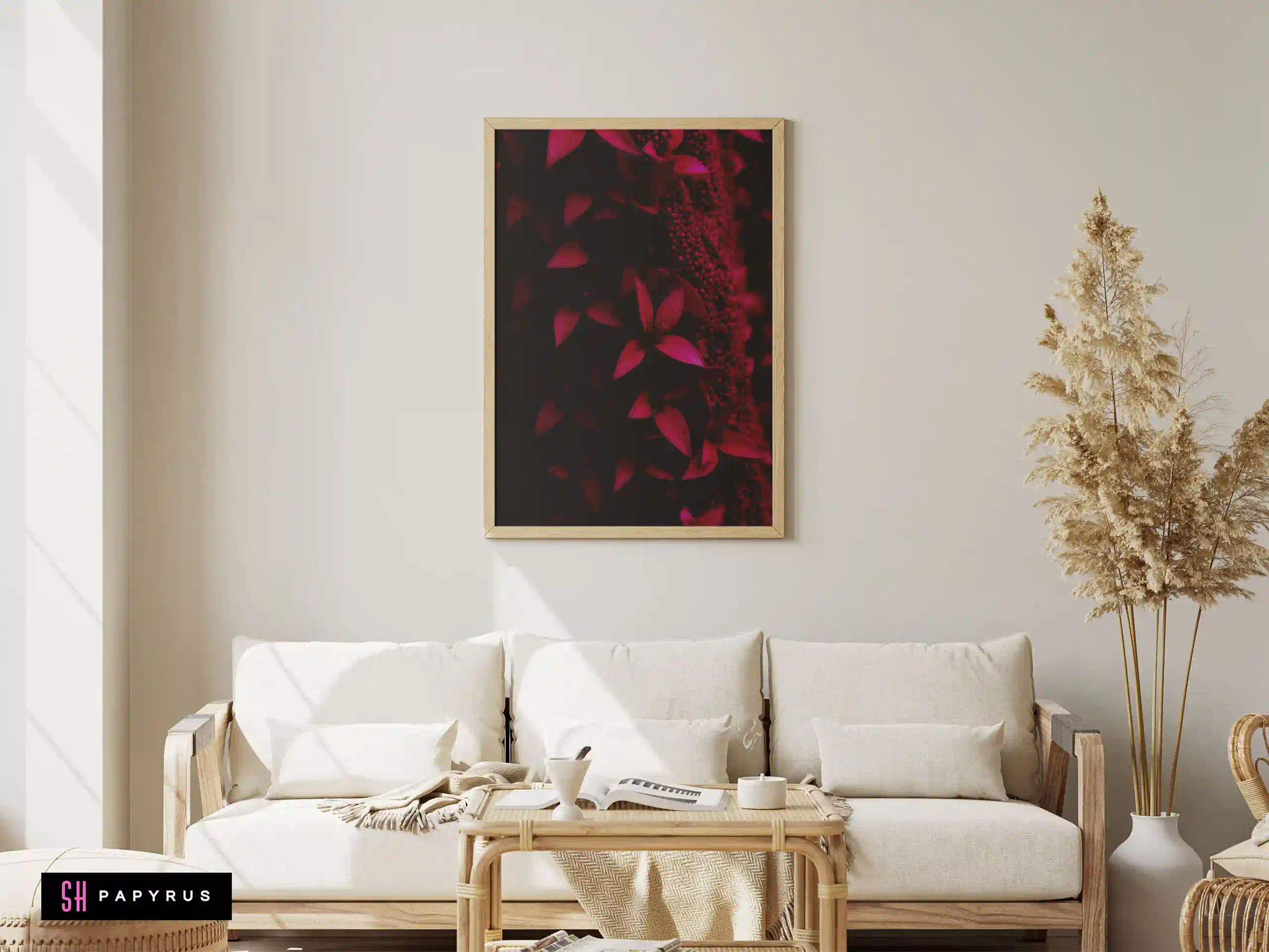 Striking Monochrome Black Leaves Texture Art Print