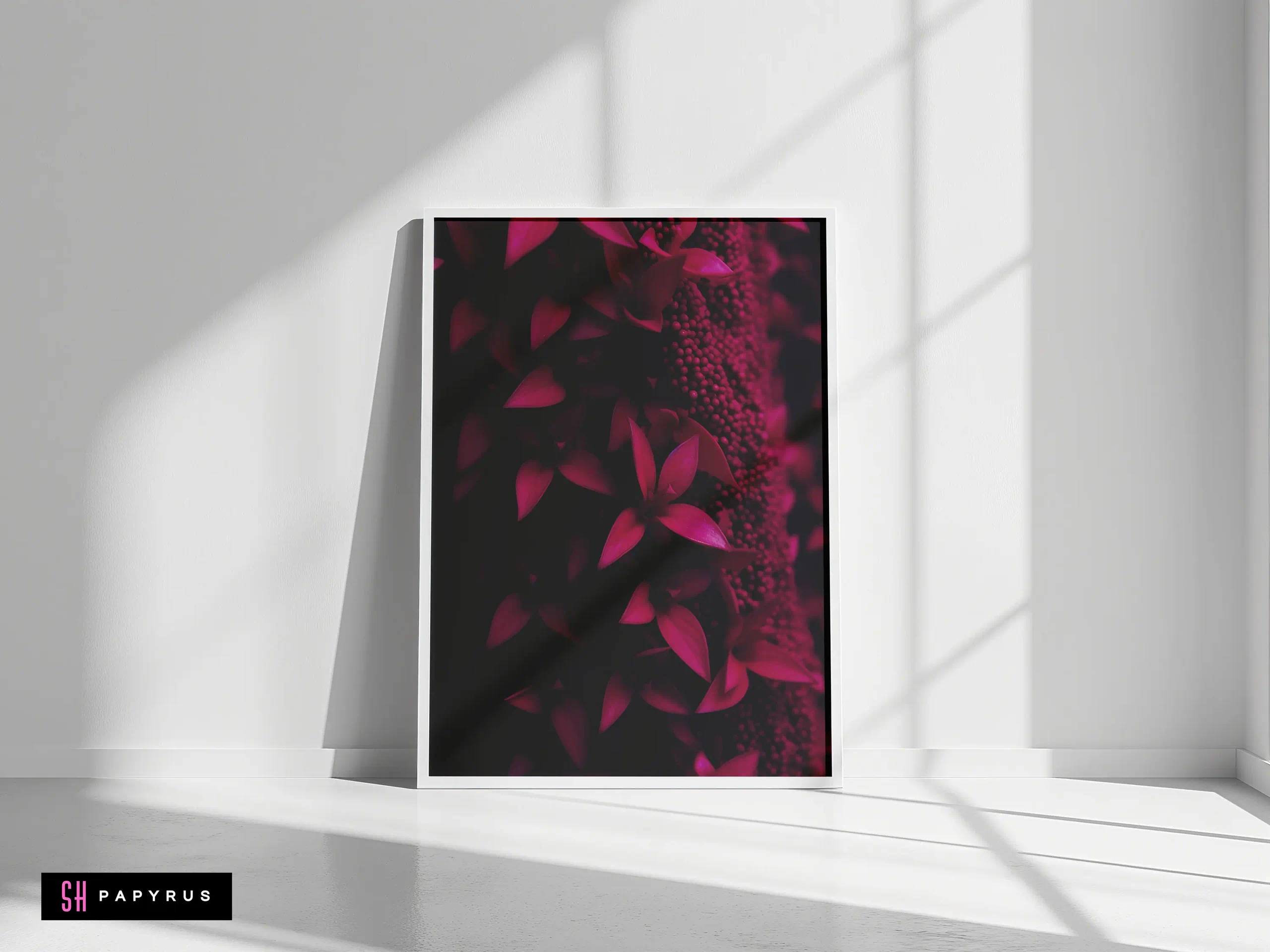 Striking Monochrome Black Leaves Texture Art Print