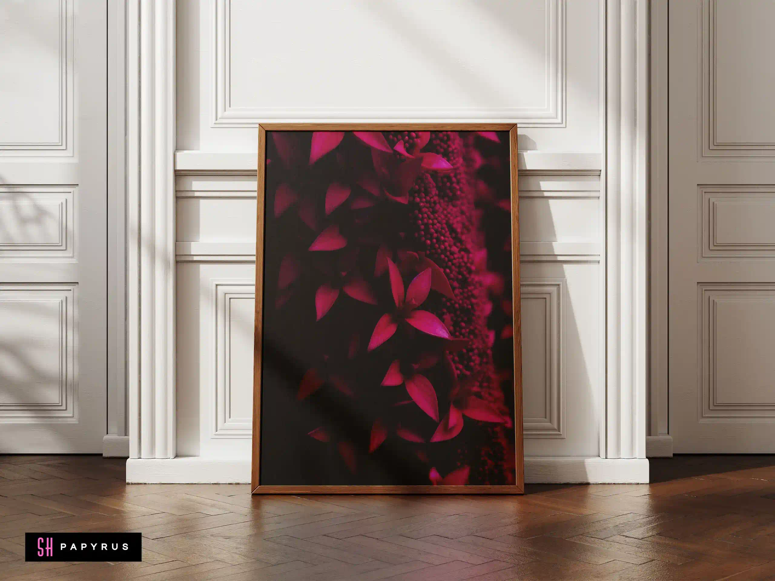 Striking Monochrome Black Leaves Texture Art Print