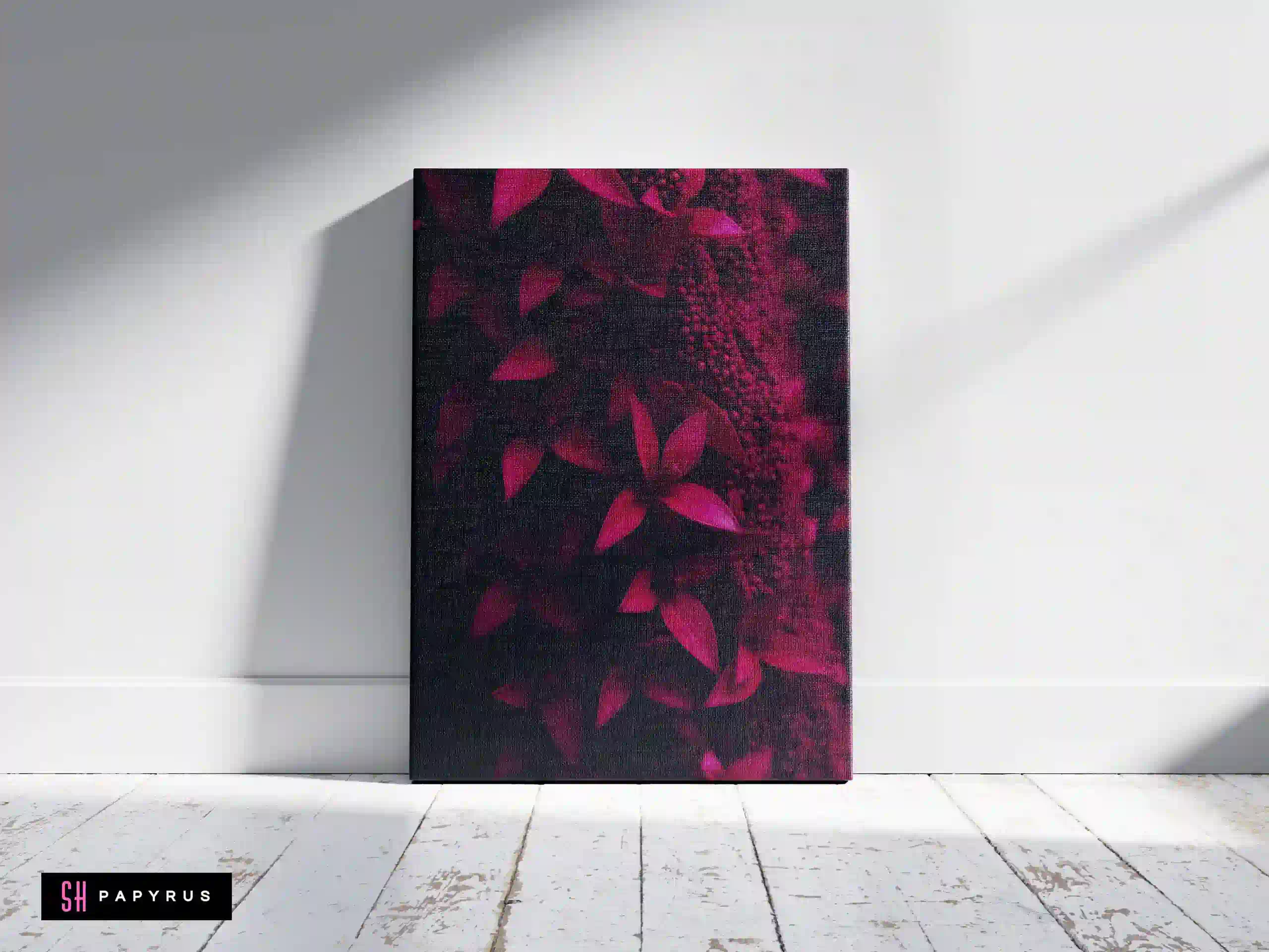 Striking Monochrome Black Leaves Texture Art Print