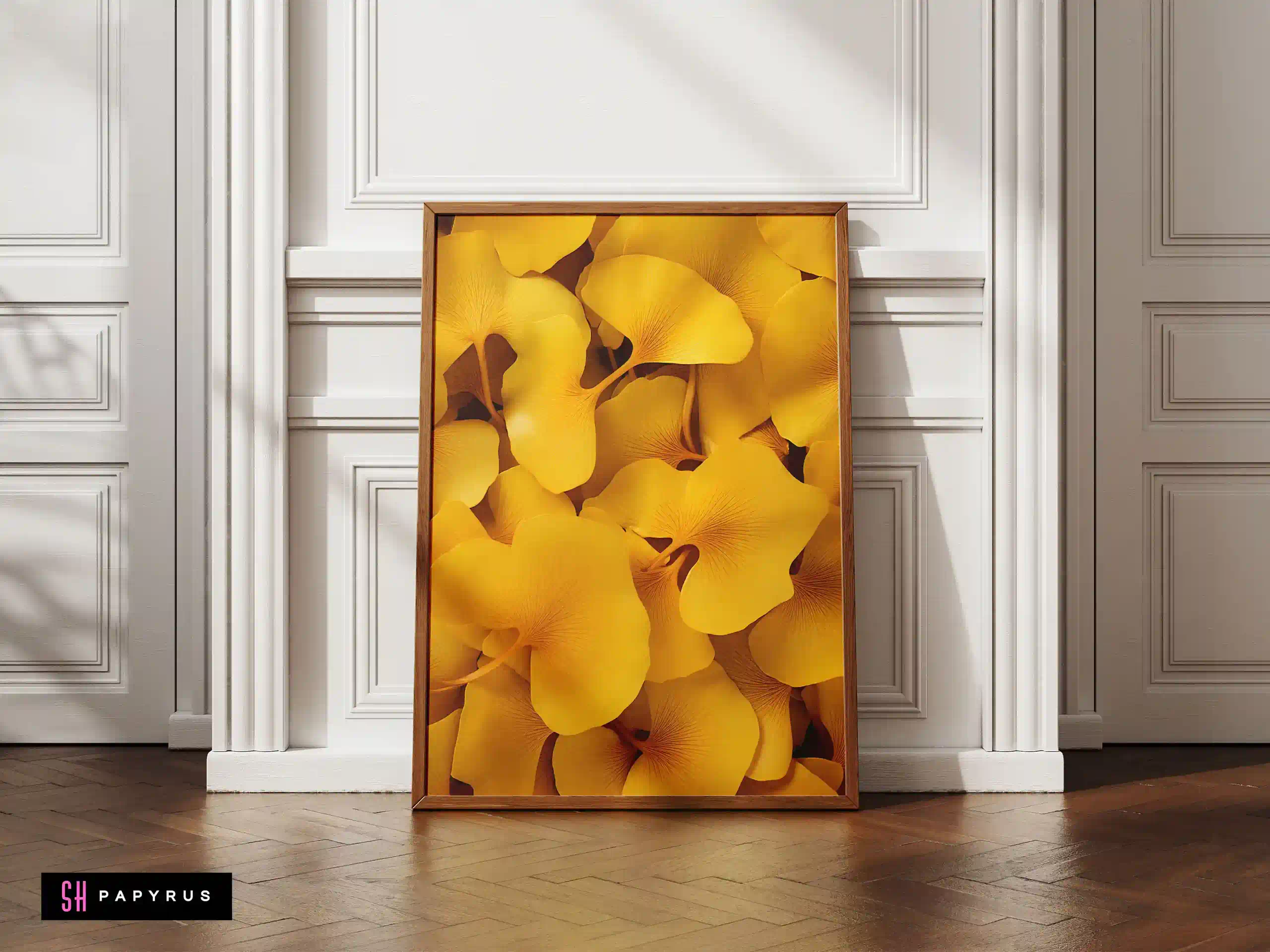 Elegant Gold Leaf Bas-Relief Texture Art Print