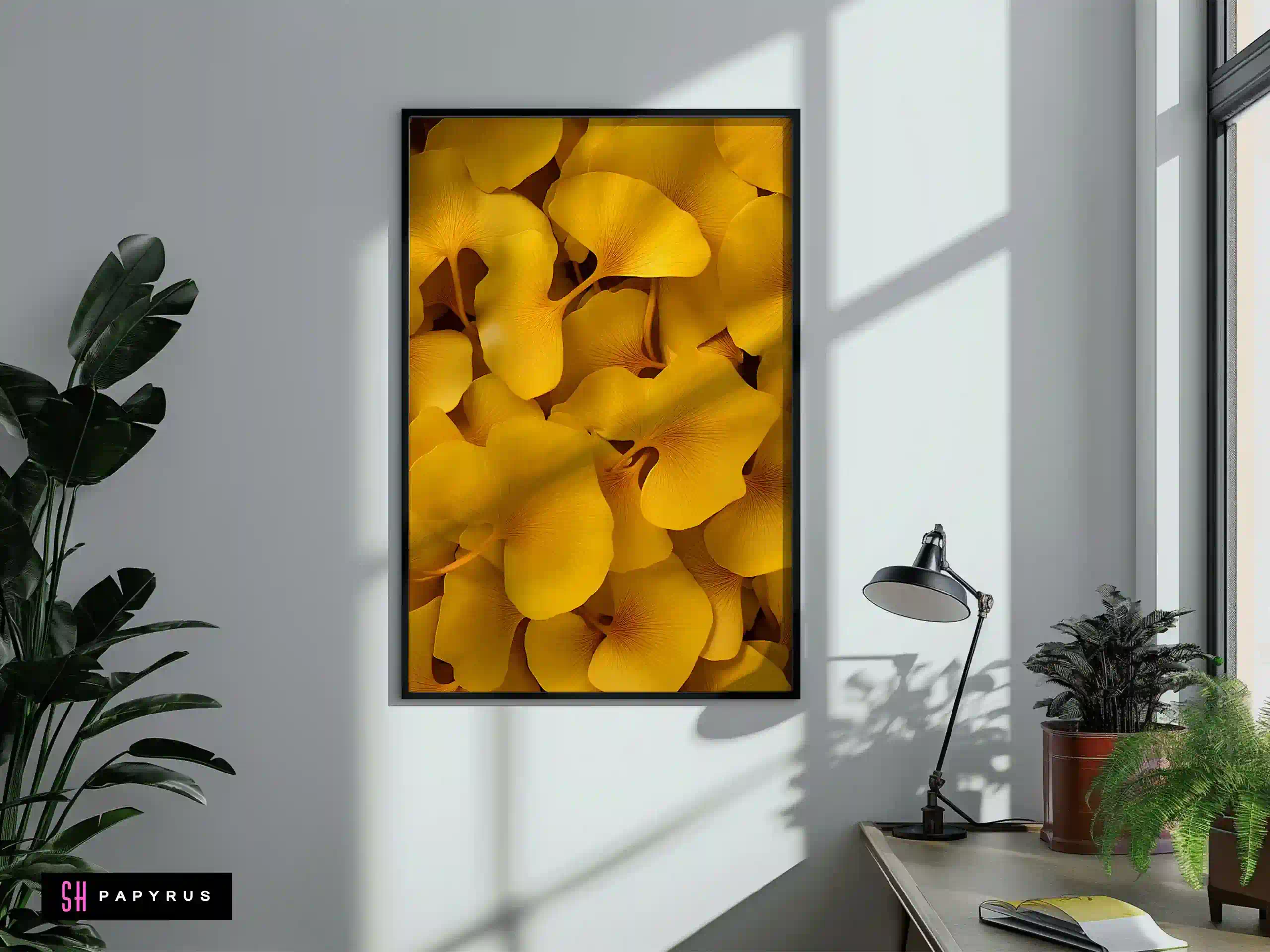 Elegant Gold Leaf Bas-Relief Texture Art Print