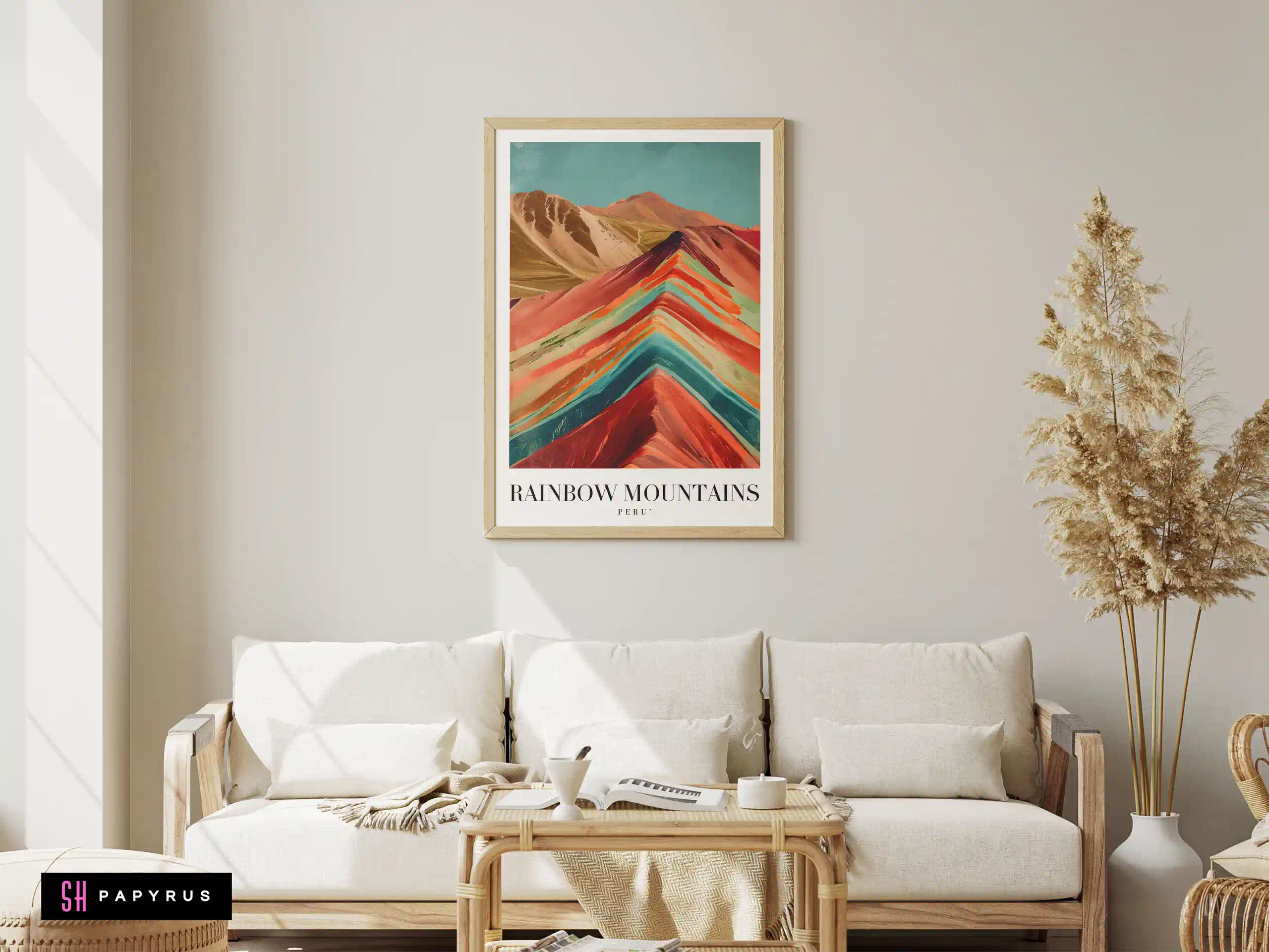 Vibrant Rainbow Mountains Peru Travel Poster Art Print