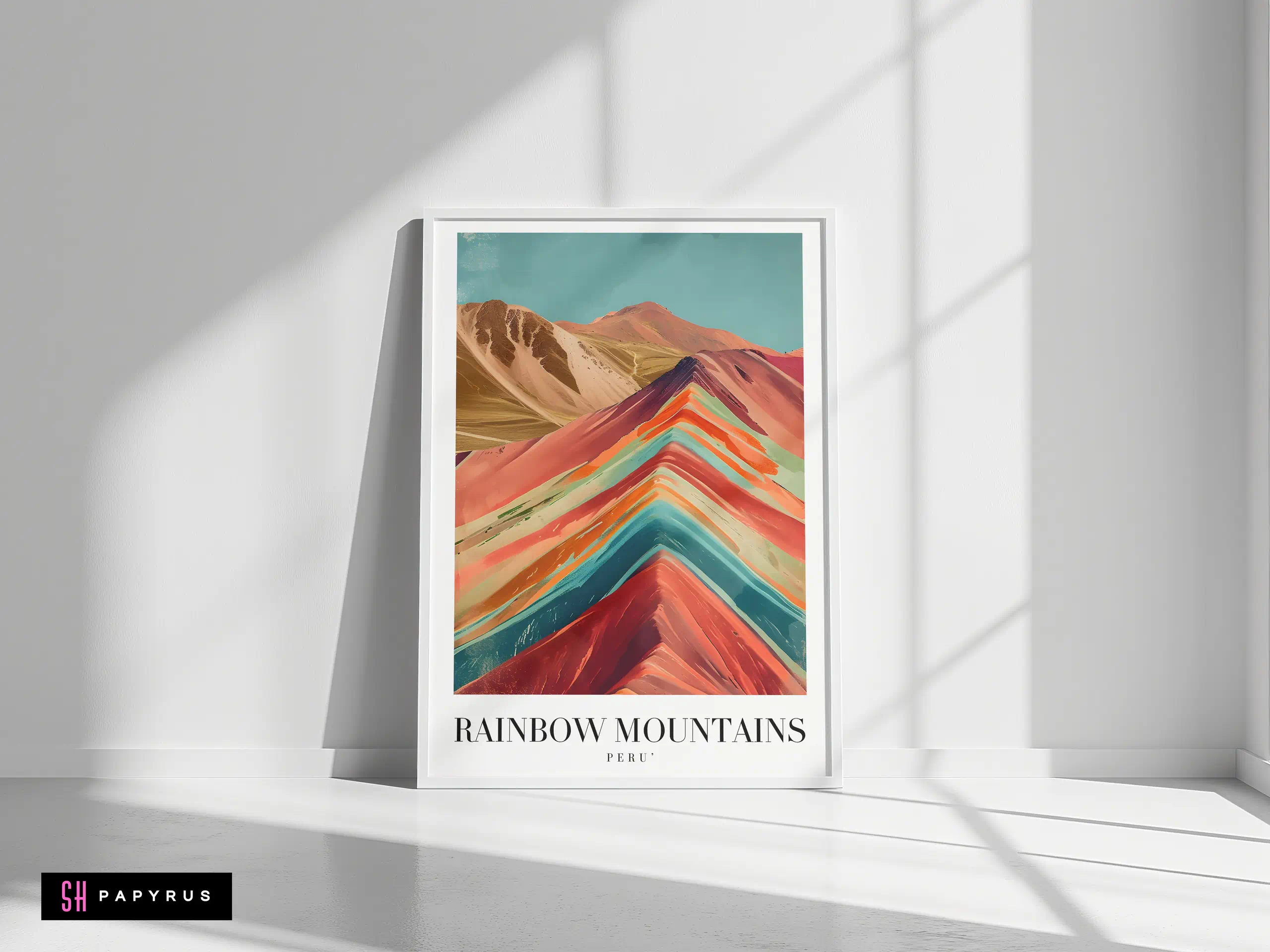Vibrant Rainbow Mountains Peru Travel Poster Art Print