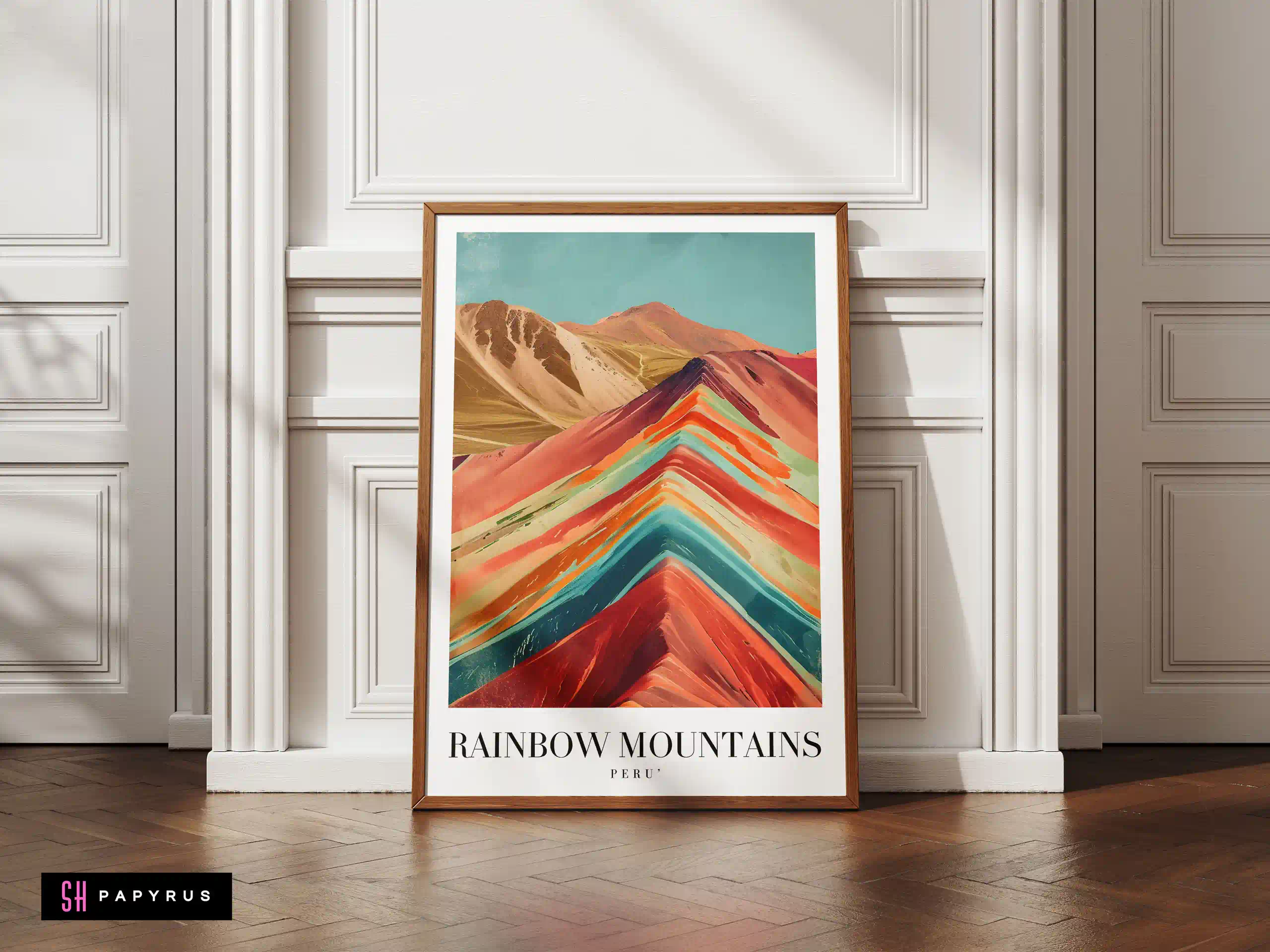 Vibrant Rainbow Mountains Peru Travel Poster Art Print