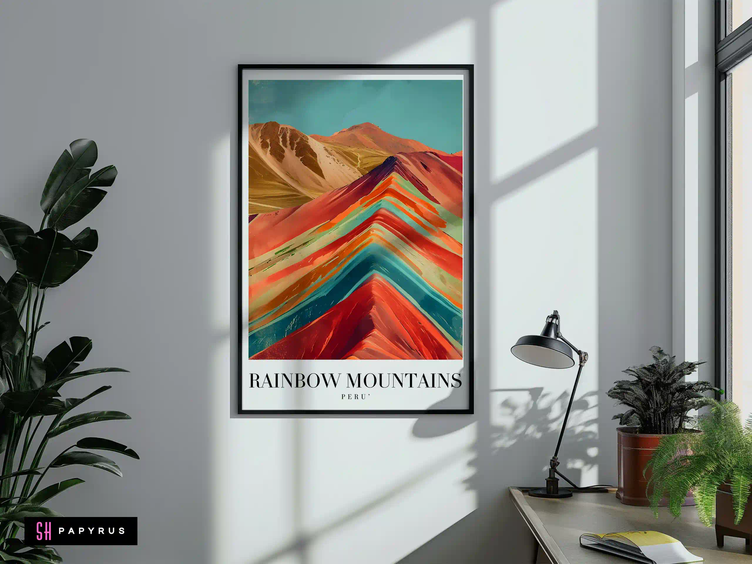 Vibrant Rainbow Mountains Peru Travel Poster Art Print