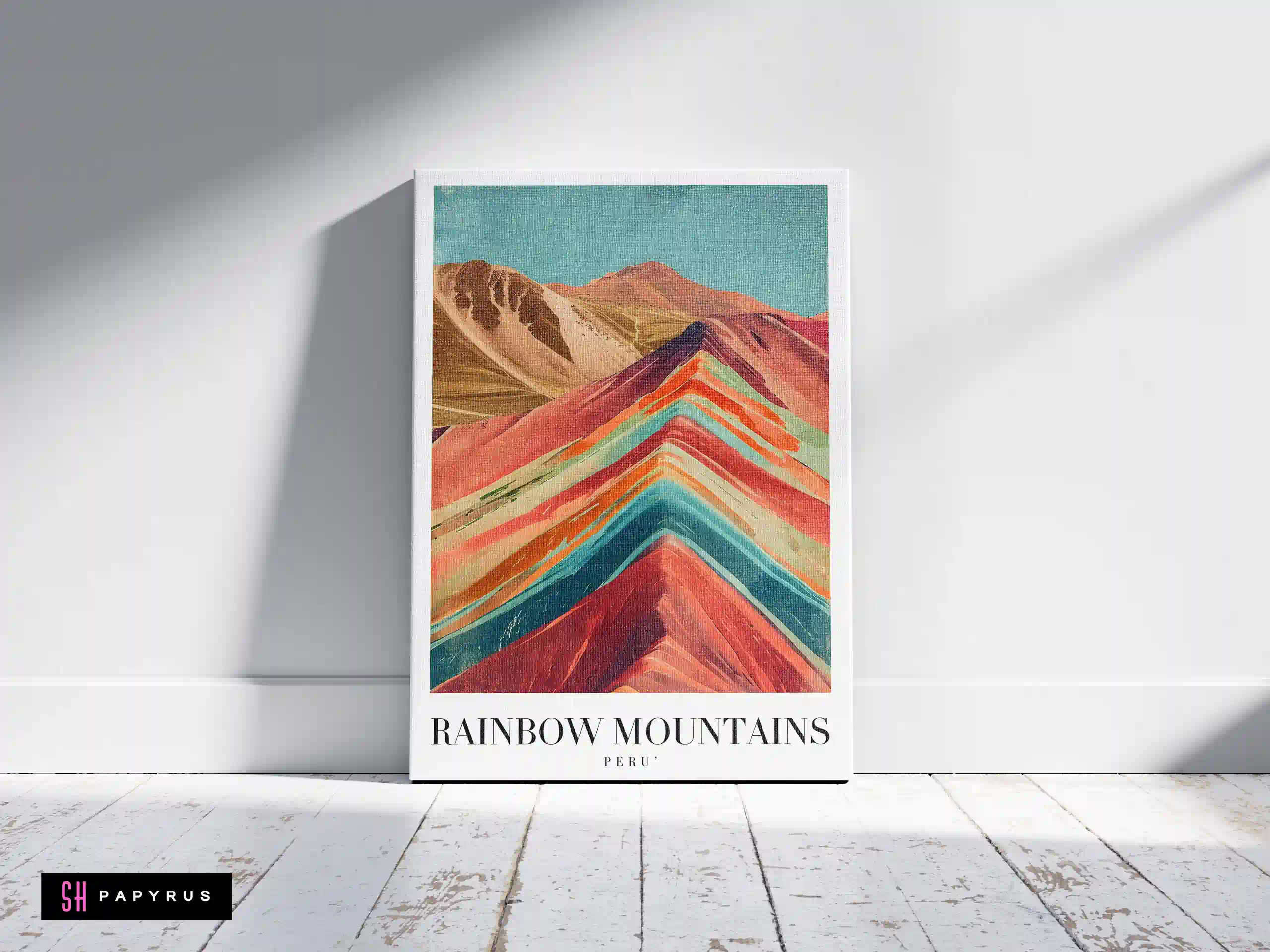 Vibrant Rainbow Mountains Peru Travel Poster Art Print