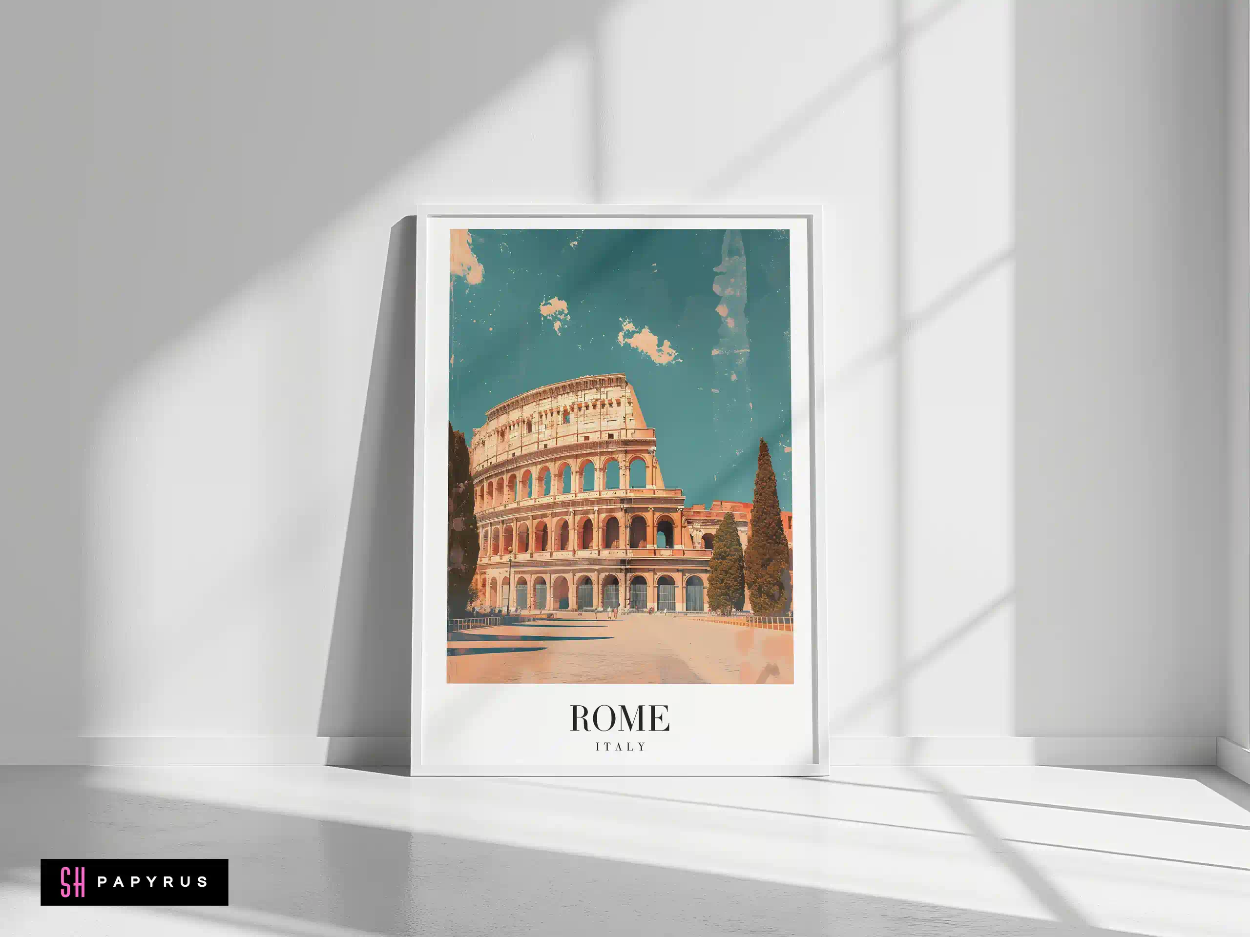 Travel 011 M (3) Vintage-Style Rome Italy Colosseum Travel Poster Art