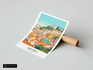 Vibrant Sintra Portugal Colorful Village Travel Poster Art