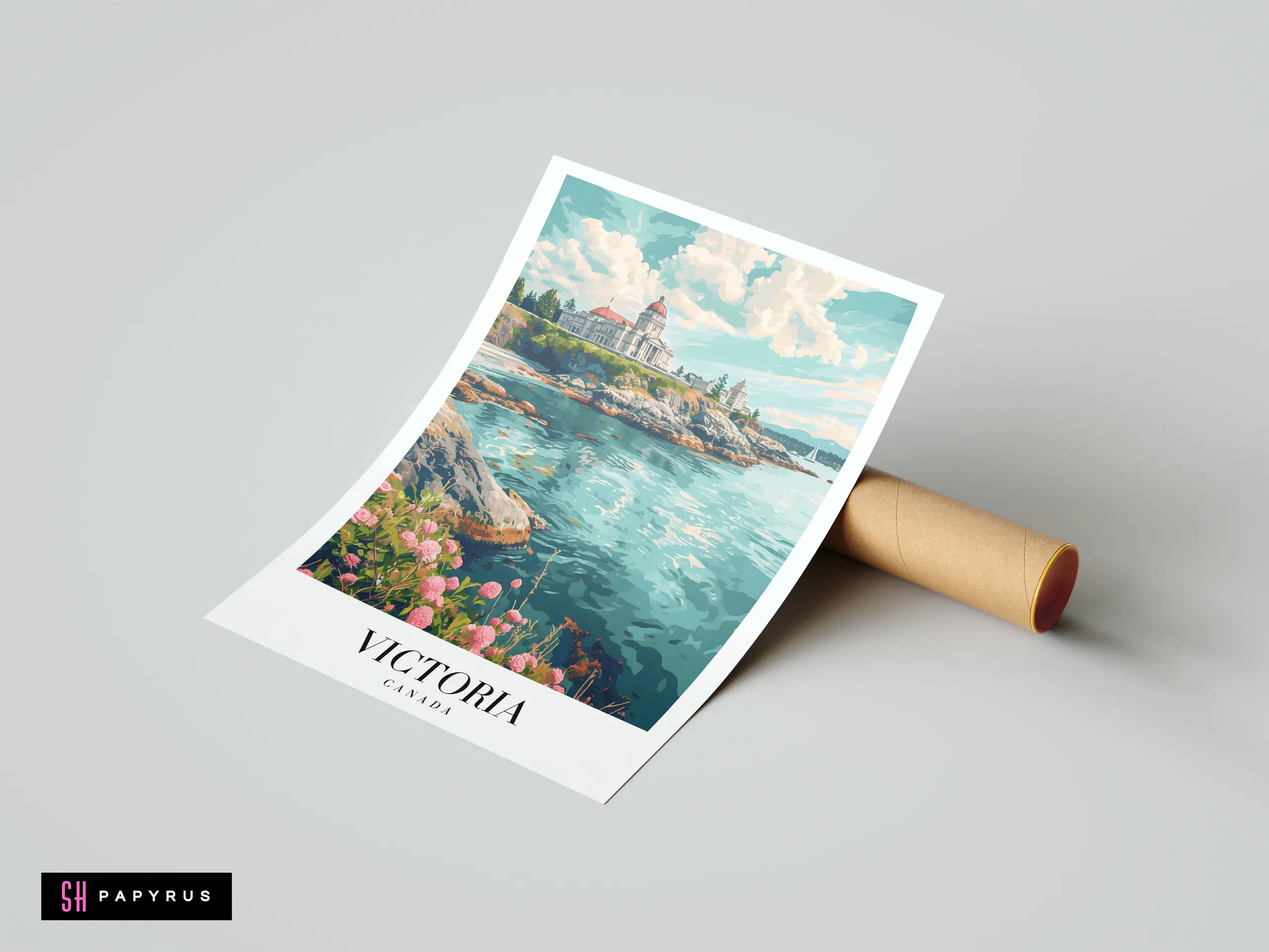 Beautiful Victoria Canada Inner Harbour Travel Poster